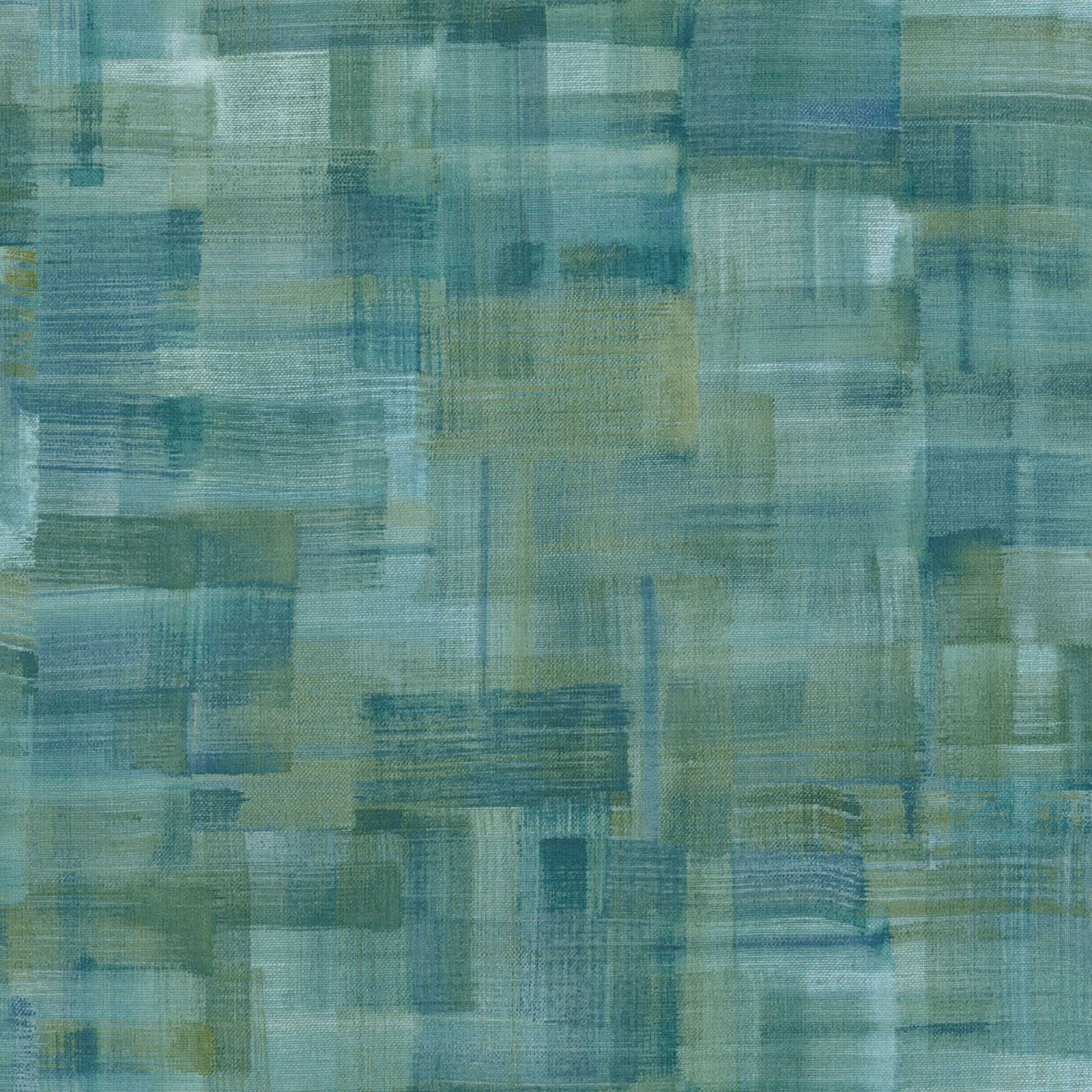 Papel pintado con pinceladas y textura de lienzo - azul, verde, amarillo
