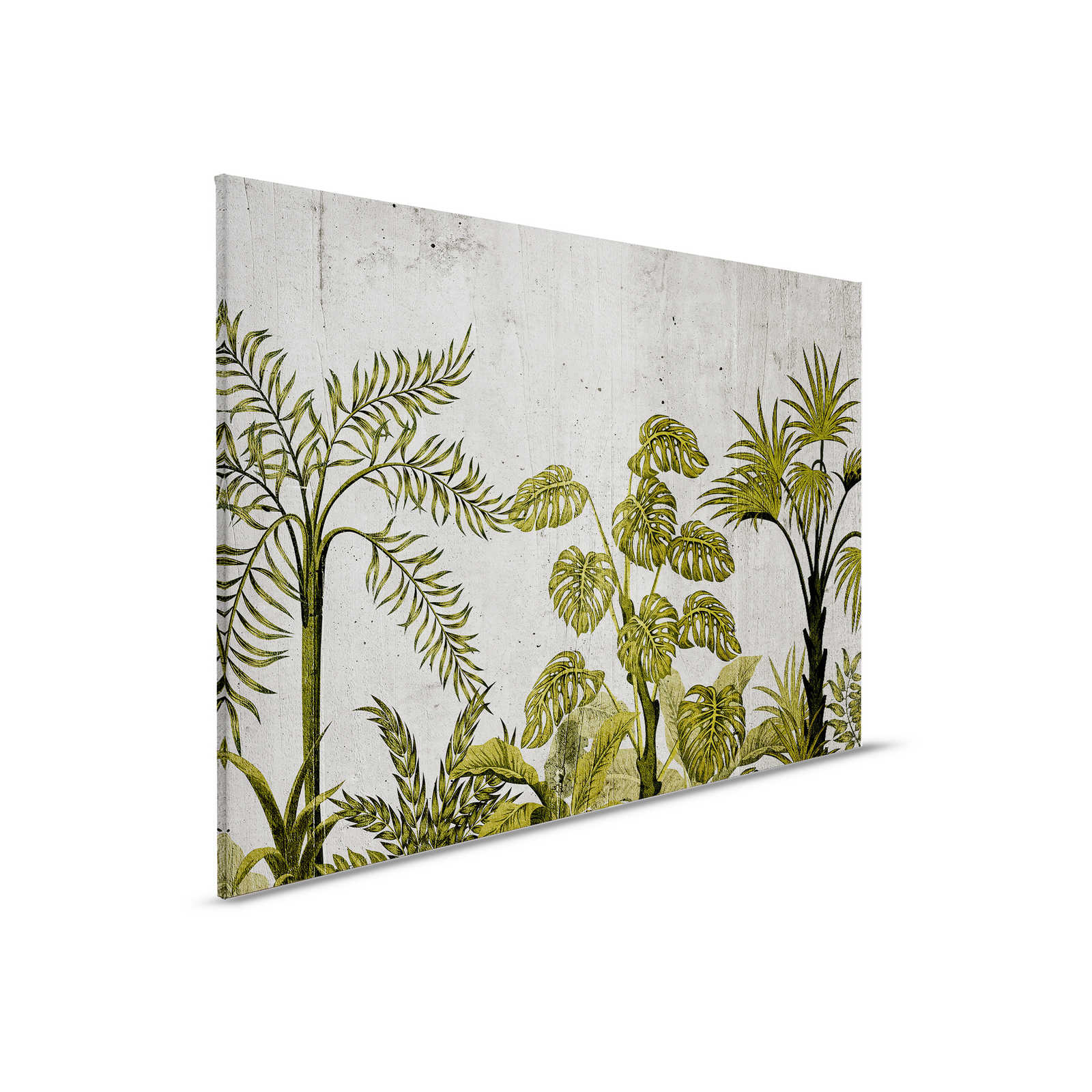 Quadro su tela con motivo jungle su sfondo in cemento - 0,90 m x 0,60 m
