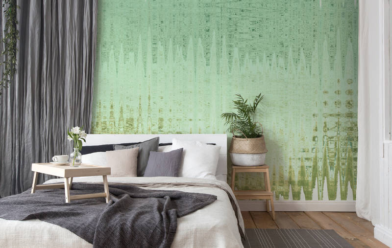             Abstract mural, natural colours - green, white, brown
        