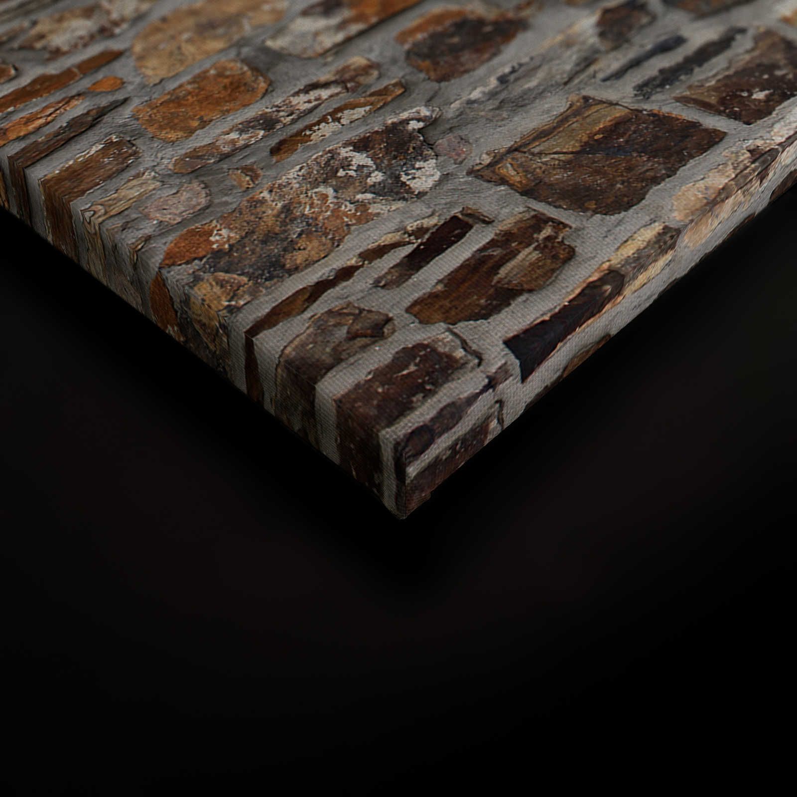             Canvas schilderij 3D Muur oude bakstenen & rustieke steen look - 0.90 m x 0.60 m
        