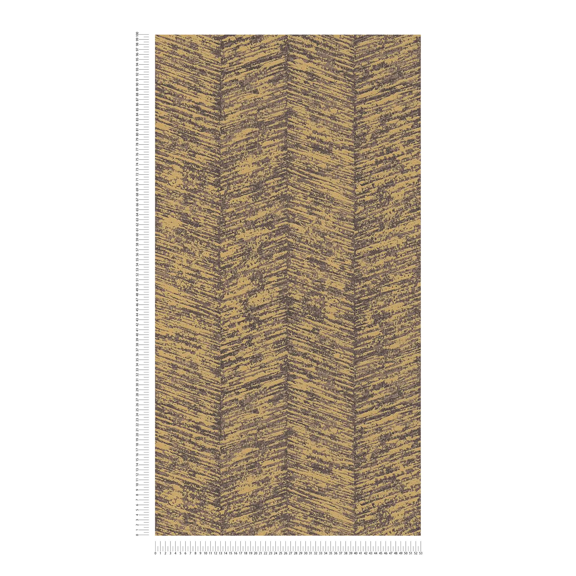             Textured wallpaper ethnic design with stripe effect - brown, metallic
        