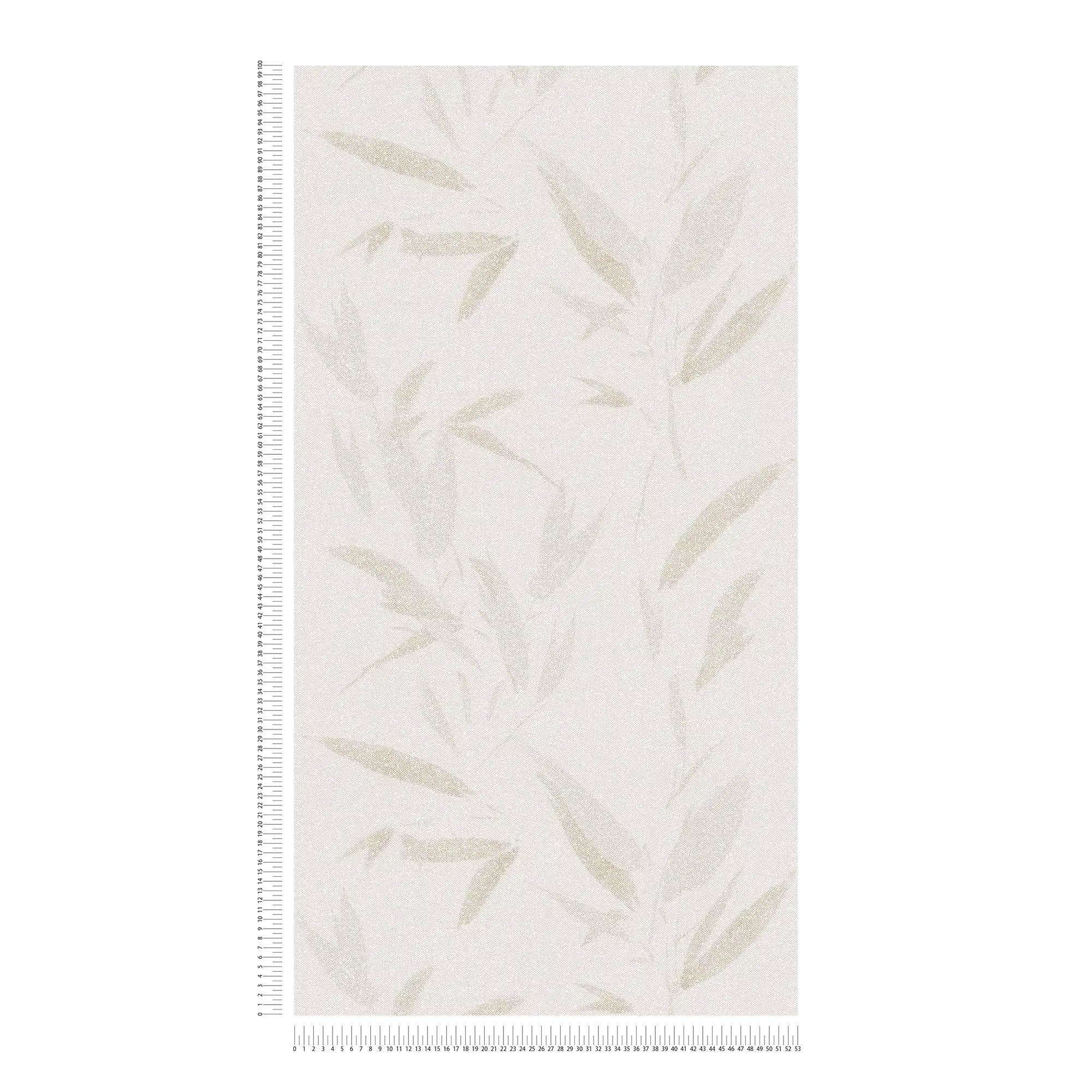             Papier peint intissé motif feuilles abstrait, aspect textile - crème, beige
        