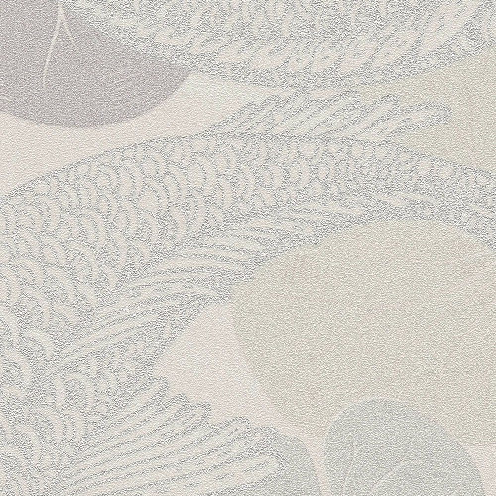             Papel pintado Koi de estilo asiático en colores metálicos - beige, gris, metálico
        
