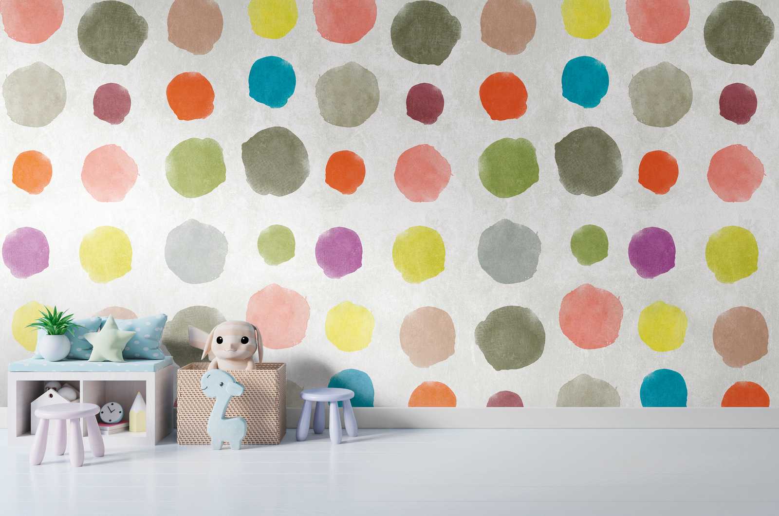             Wallpaper novelty | motif wallpaper colourful dots in watercolour & used look
        