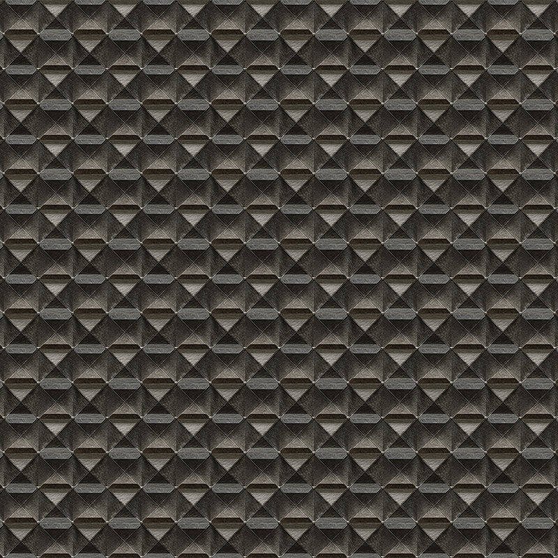 The edge 1 - 3D Digital behang met ruitvormig metalen ontwerp - Bruin, Zwart | Textuurvlies
