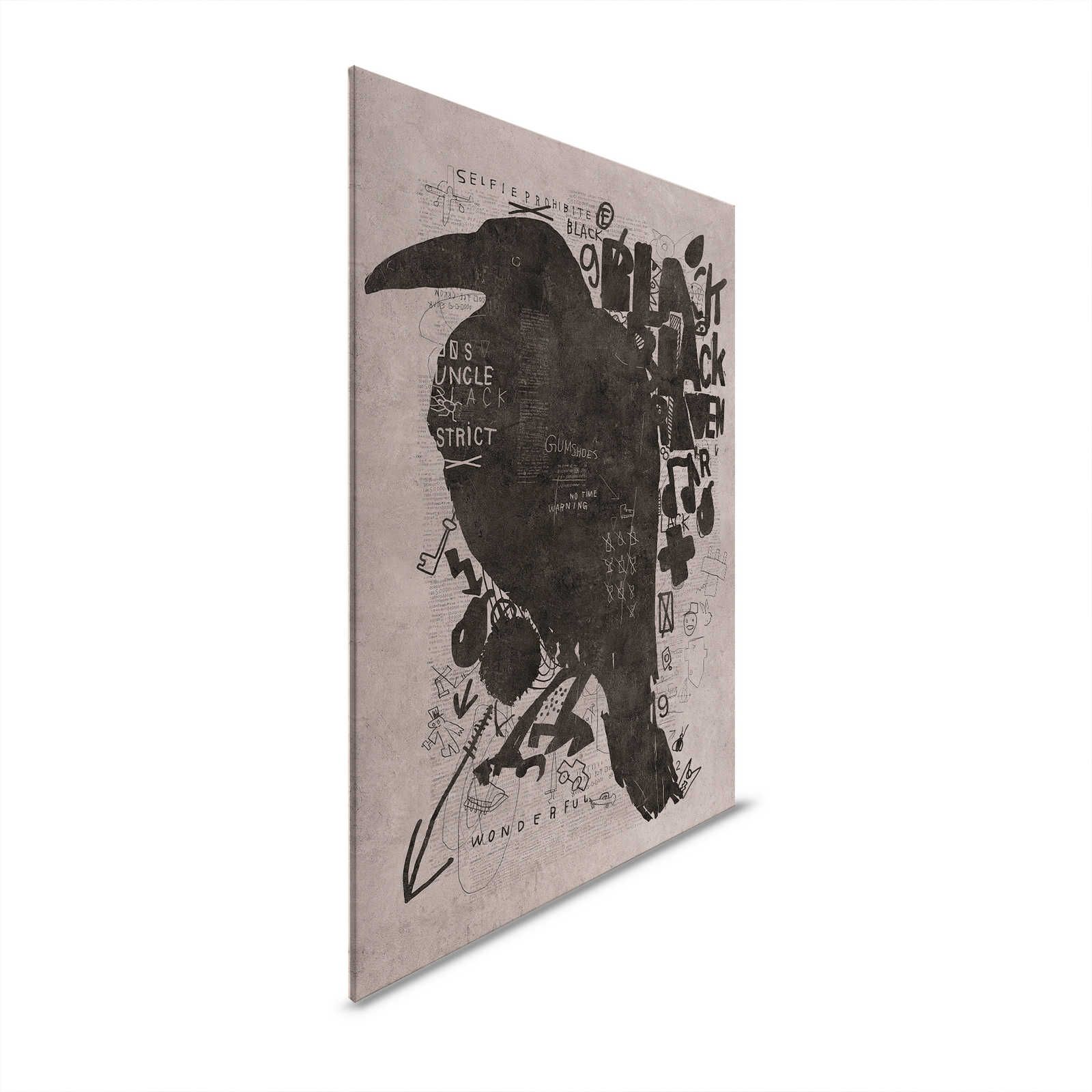         Streets of London 2 - Canvas painting black raven with scribble pattern - 0,60 m x 0,90 m
    