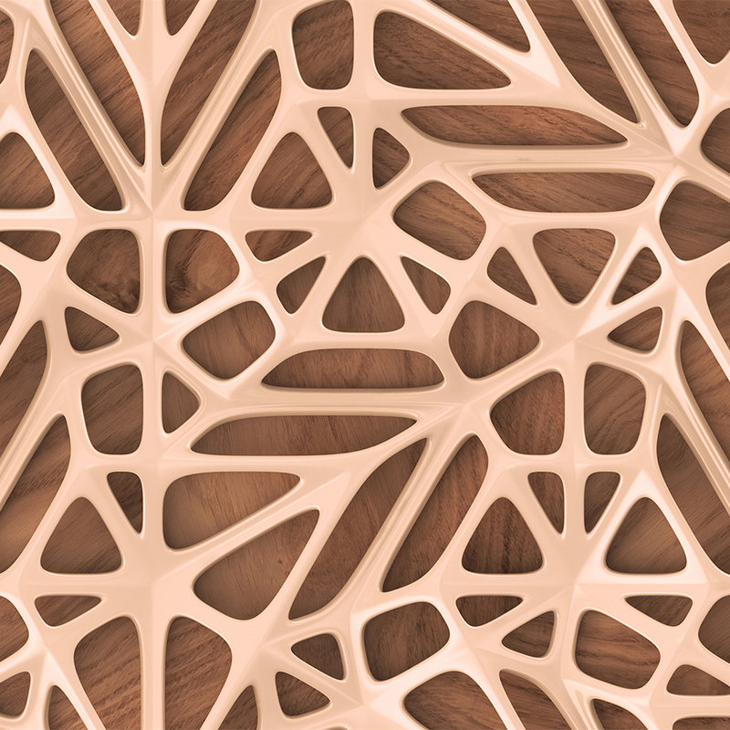 Mural de pared Diseño 3D y grano de madera - Beige, Marrón
