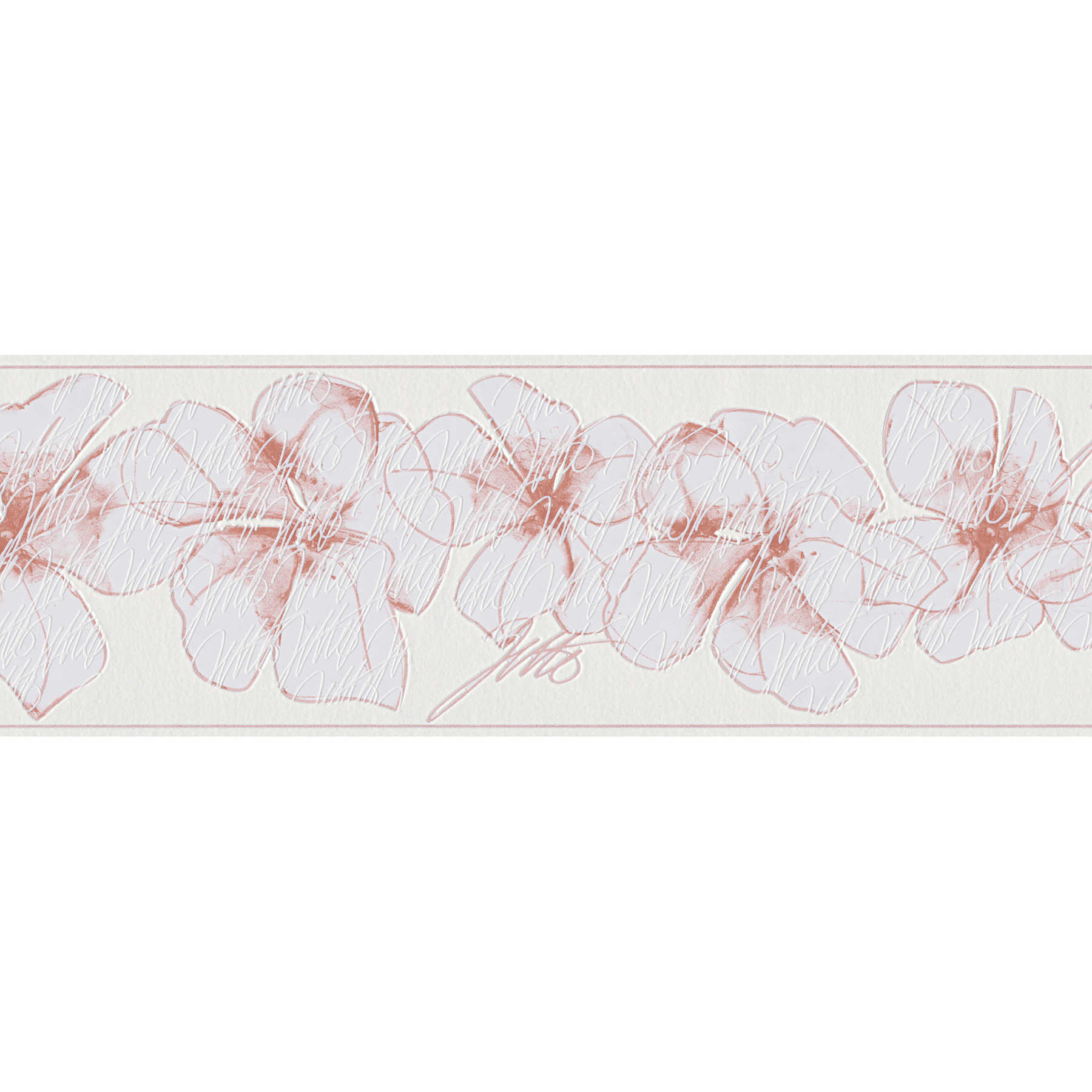         Wallpaper border with floral pattern - pink, white
    