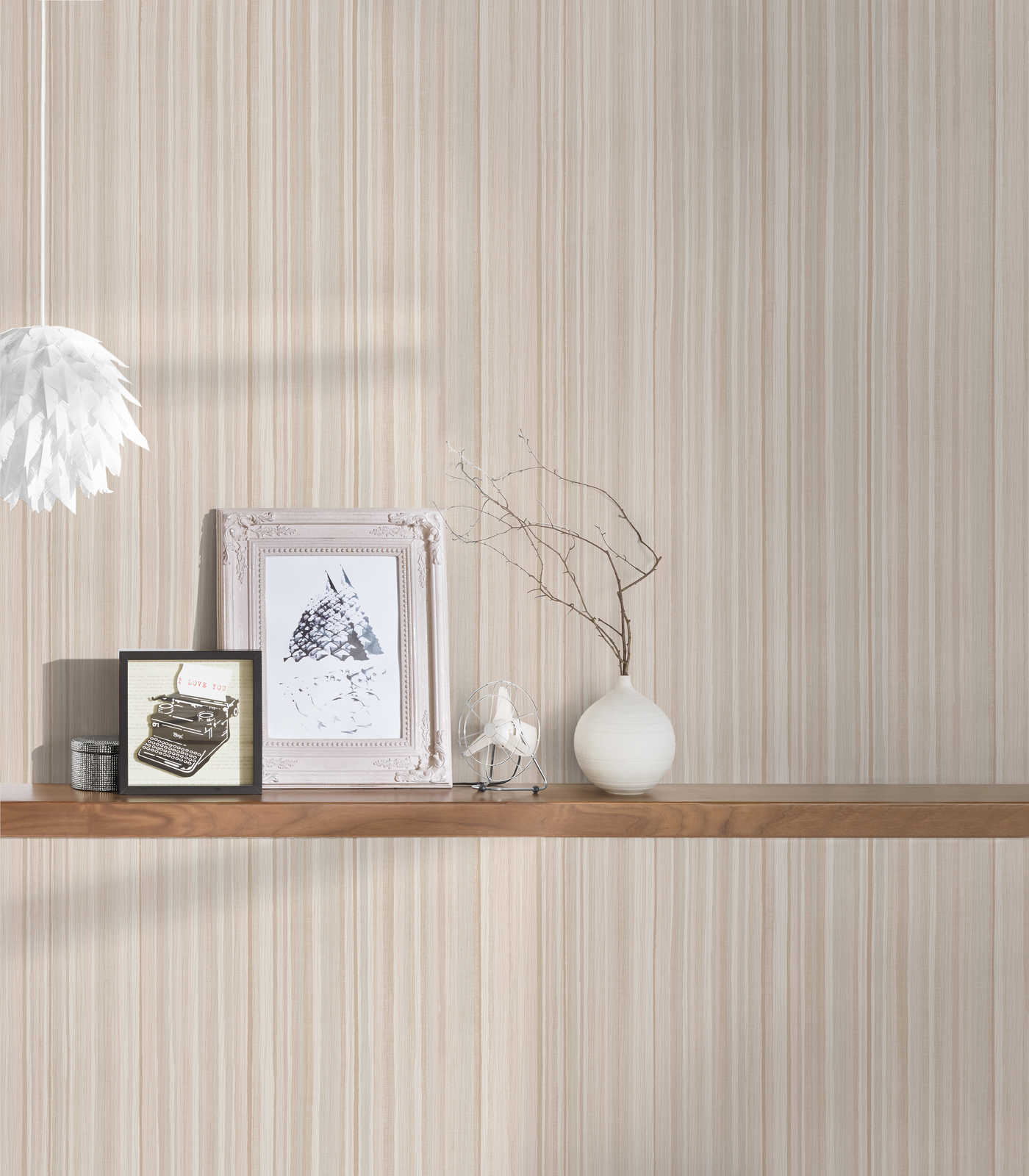             Striped wallpaper with narrow lines pattern - beige
        
