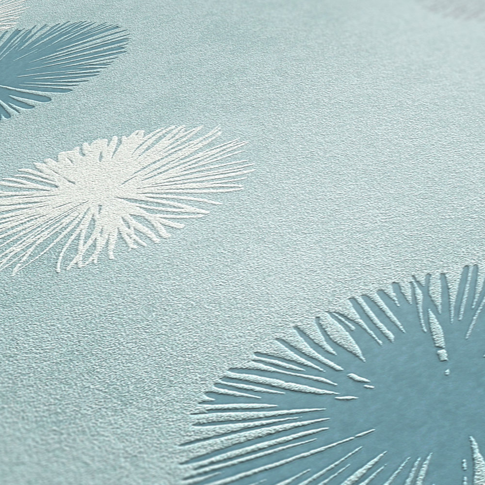             Papier peint intissé vert menthe au design moderne - bleu
        
