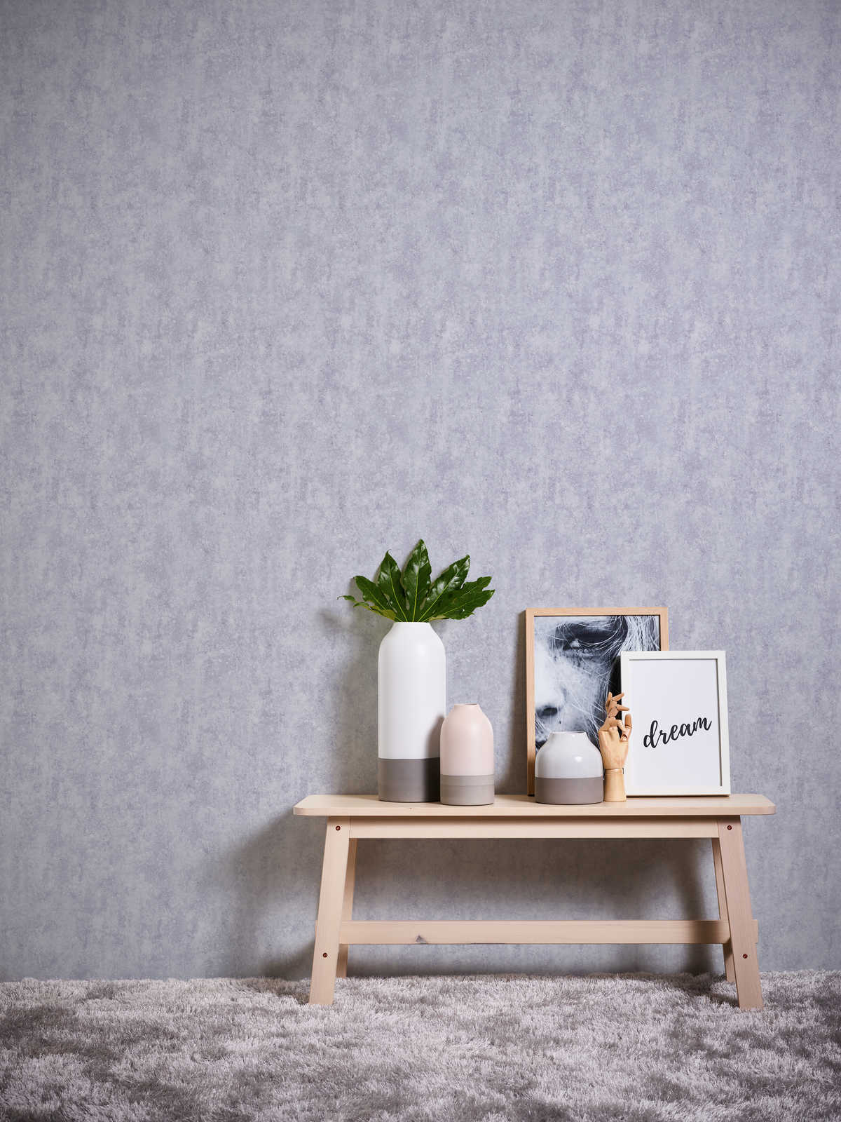             Concrete look wallpaper youth room - grey, blue
        