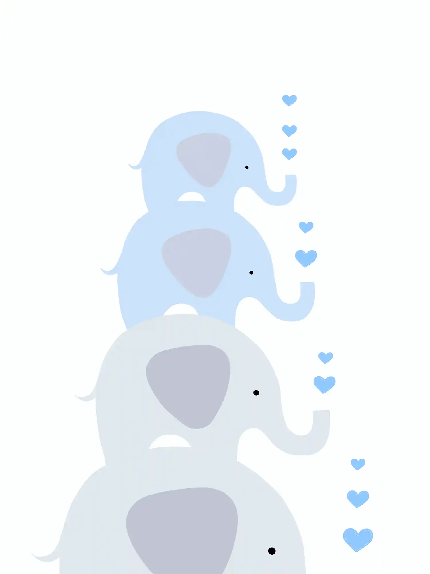 Papel pintado infantil niño elefante - azul, gris, blanco
