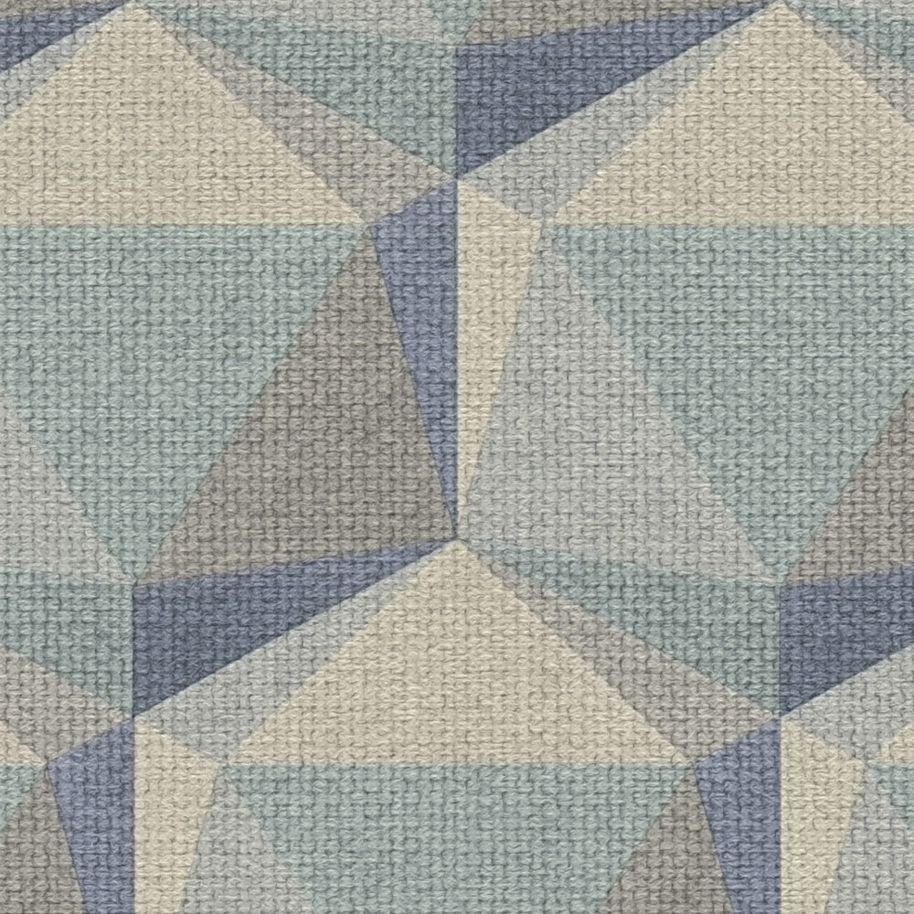             Non-woven wallpaper 3D graphics in retro look - beige, blue, green
        