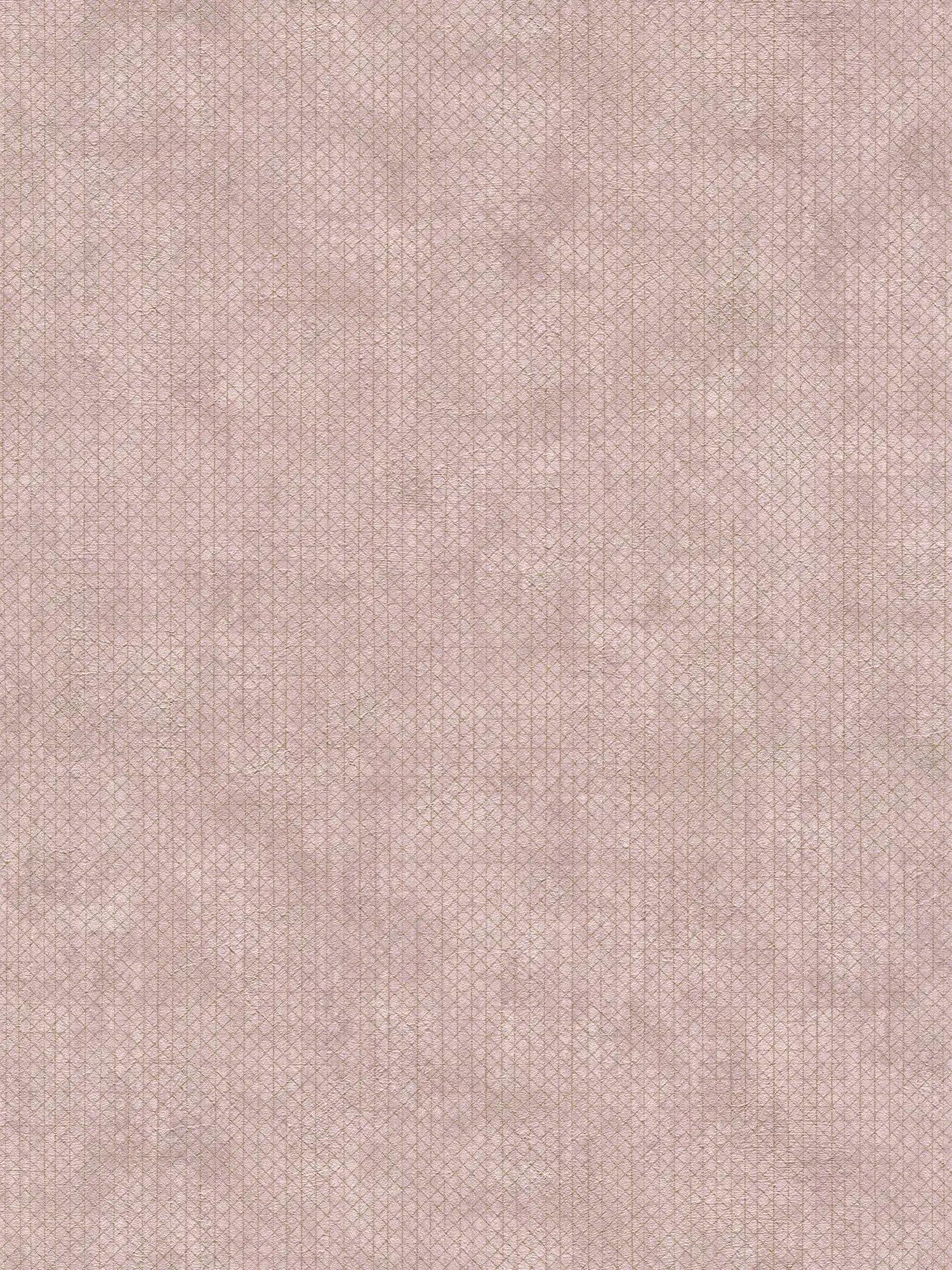 Carta da parati rosa antico con motivo a linee dorate - metallizzata, rosa
