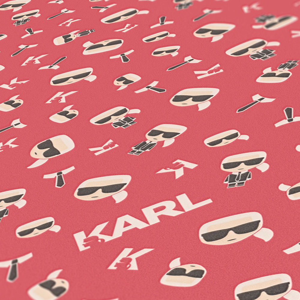             Karl LAGERFELD vliesbehang comic design - rood
        