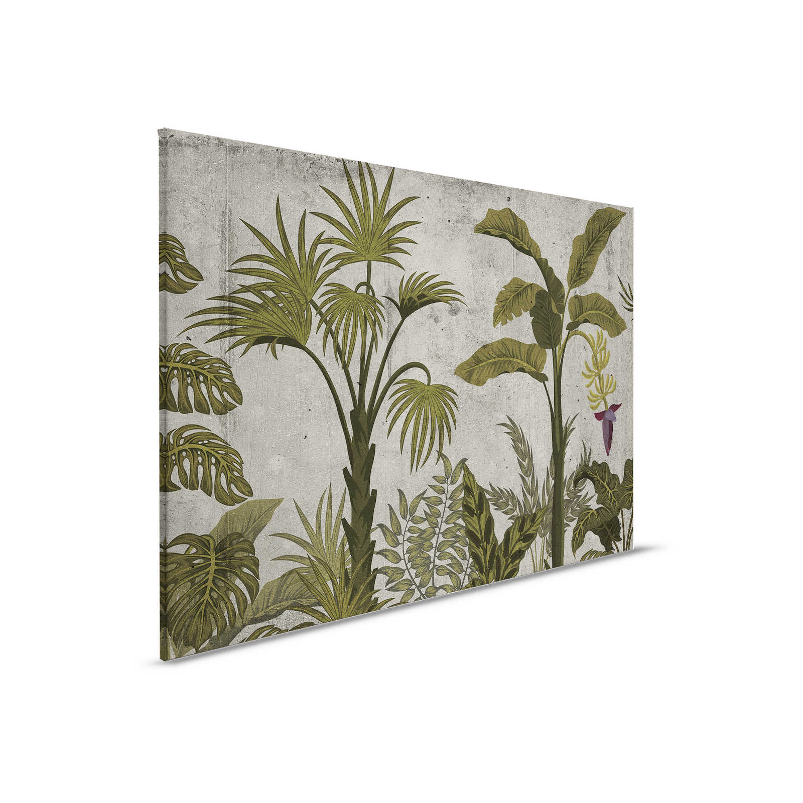 Tableau toile avec paysage tropical sur imitation béton - 0,90 m x 0,60 m
