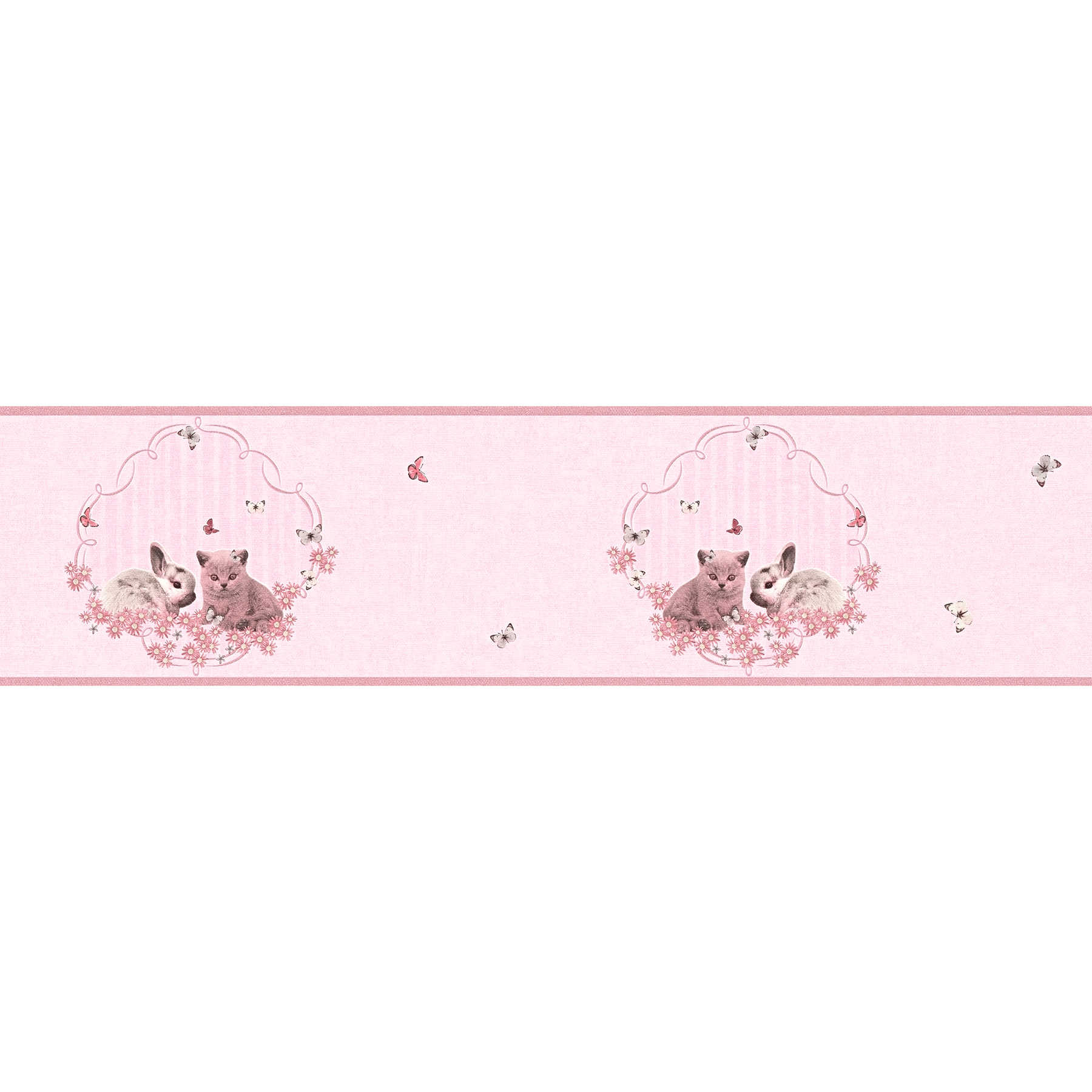         Kids Room Border Cat, Bunny & Butterfly - Pink
    