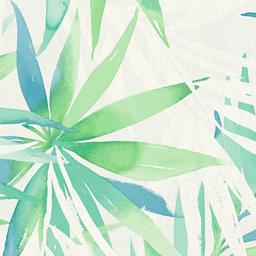             Papier peint jungle motif feuilles style aquarelle - vert
        