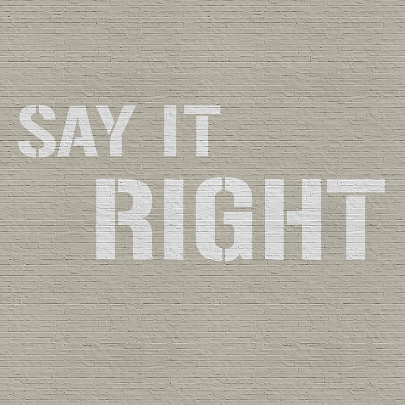 Message 2 - Beige clinker wall with saying as photo wallpaper - cream, grey | pearl smooth fleece
