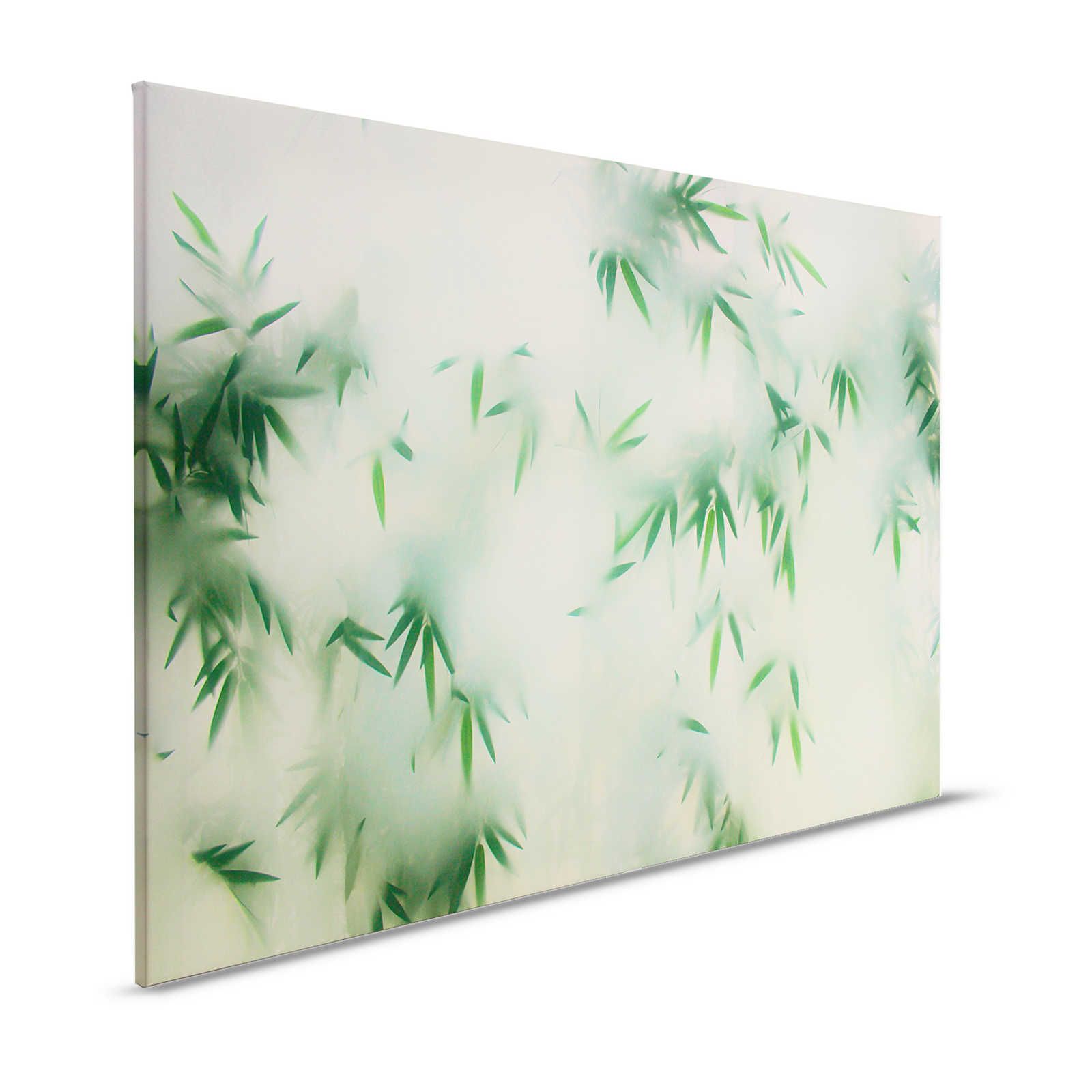 Panda Paradise 2 - Tela dipinta con bambù verde nella nebbia - 1,20 m x 0,80 m
