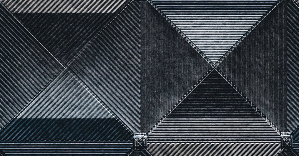             The edge 2 - Papier peint 3D avec design métallique en losange - bleu, noir | Intissé lisse mat
        