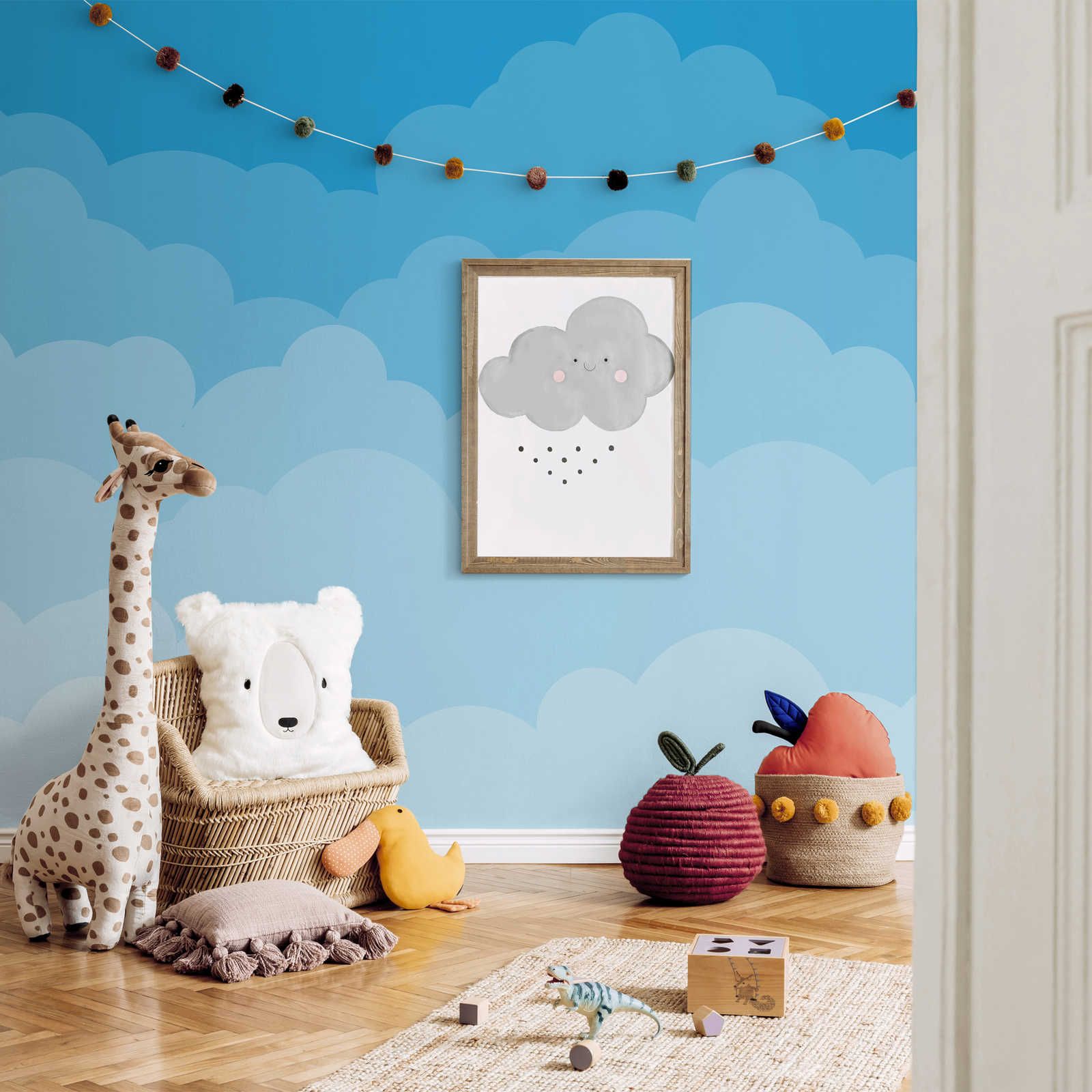 Comic Strip Style Sky with Clouds Wallpaper - Smooth & Pearlescent Non-woven
