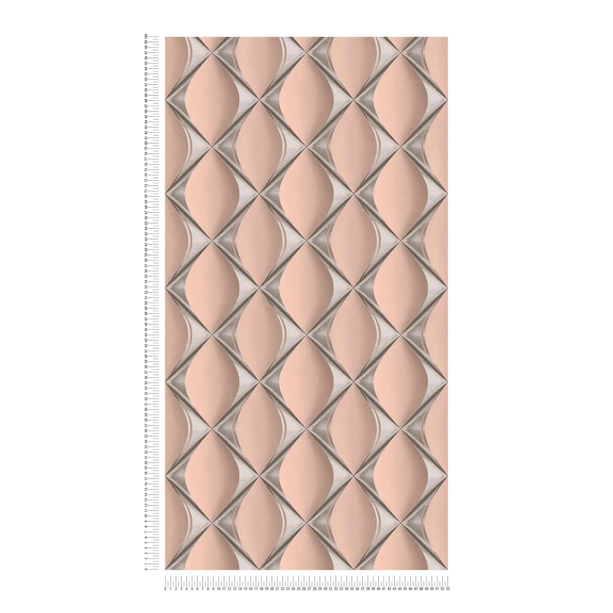             Carta da parati design 3D con motivo a rombi metallici - rosa, metallizzato
        