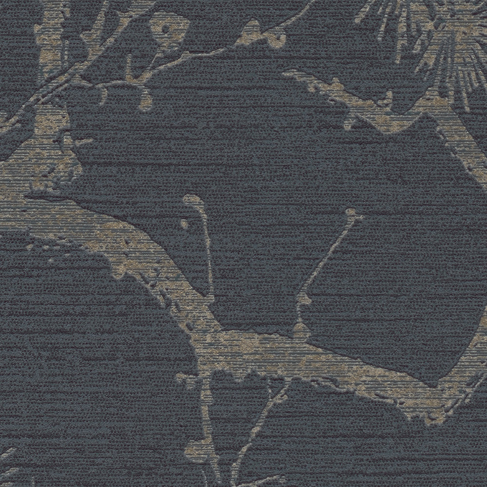             Non-woven wallpaper in Asian style with gold effect - grey, metallic, black
        