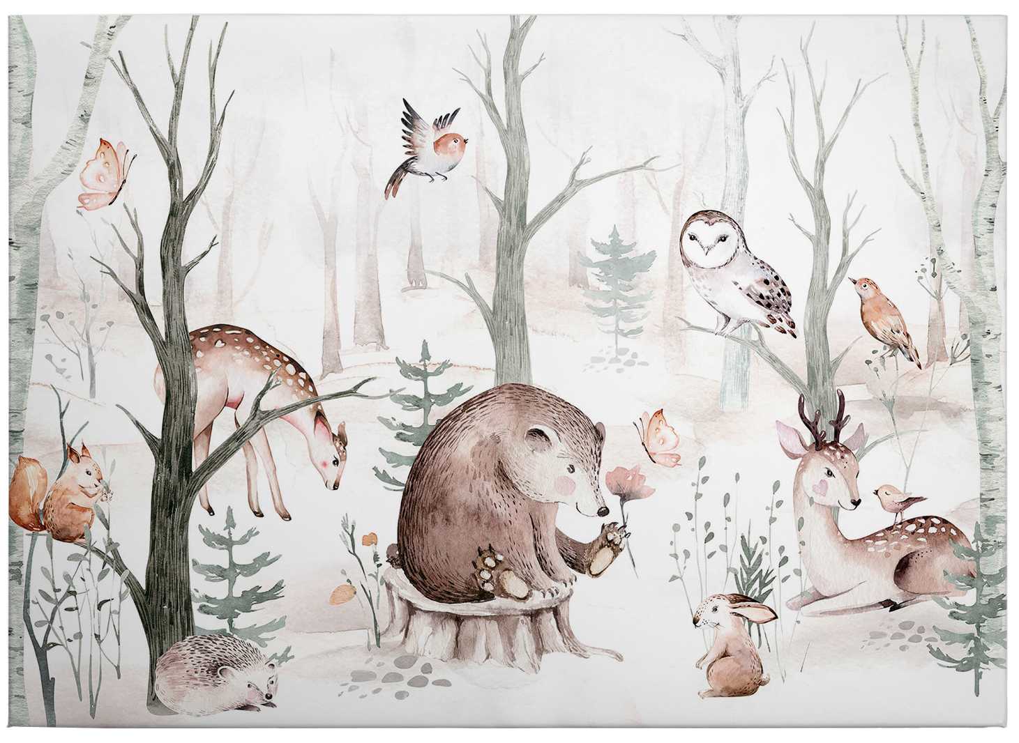             Quadro su tela Animali della foresta Motivo bambino acquerellato di Kvilis - 0,70 m x 0,50 m
        