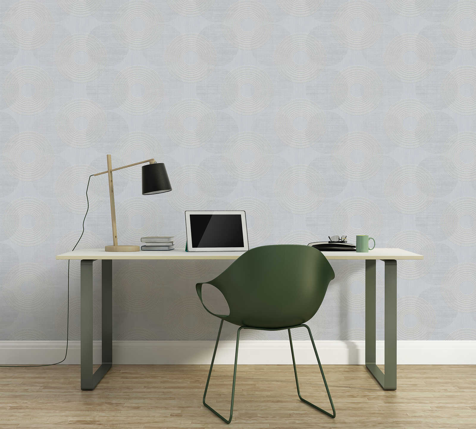             Non-woven wallpaper with geometric design of circles - grey
        