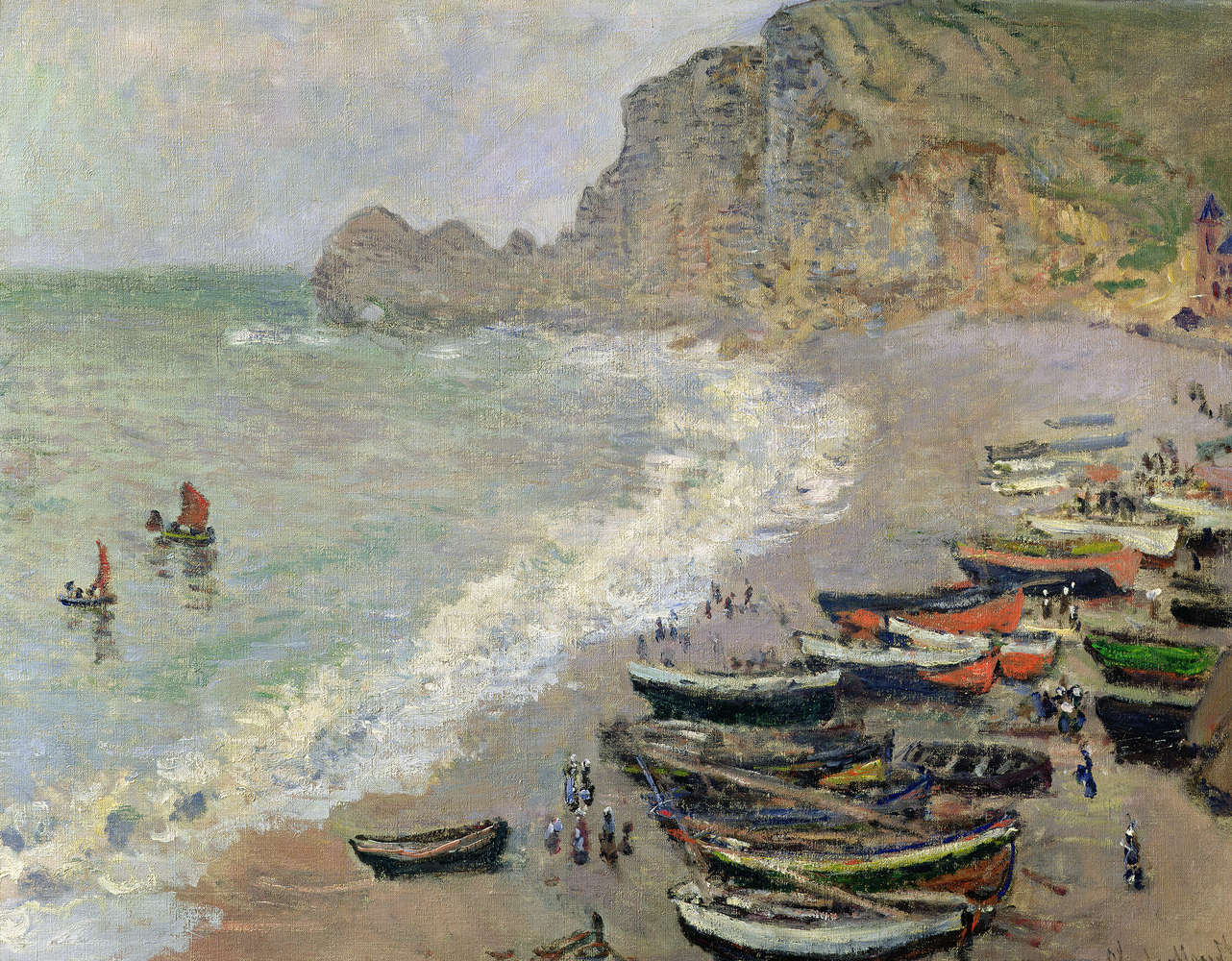             Papier peint panoramique "Etretat, la plage et la porte d'Amont" de Claude Monet
        