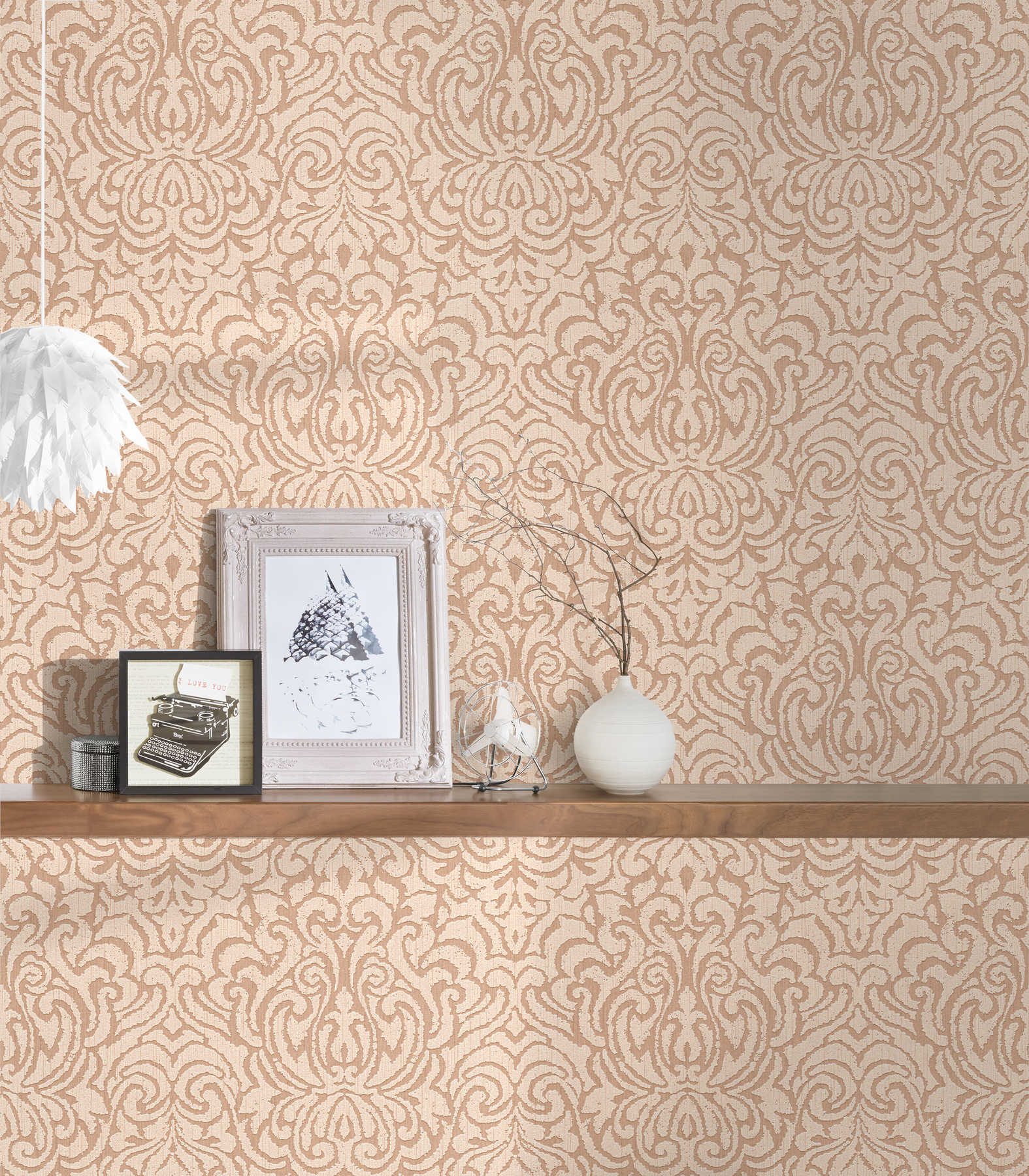             wallpaper ornaments used look with texture effect - beige
        