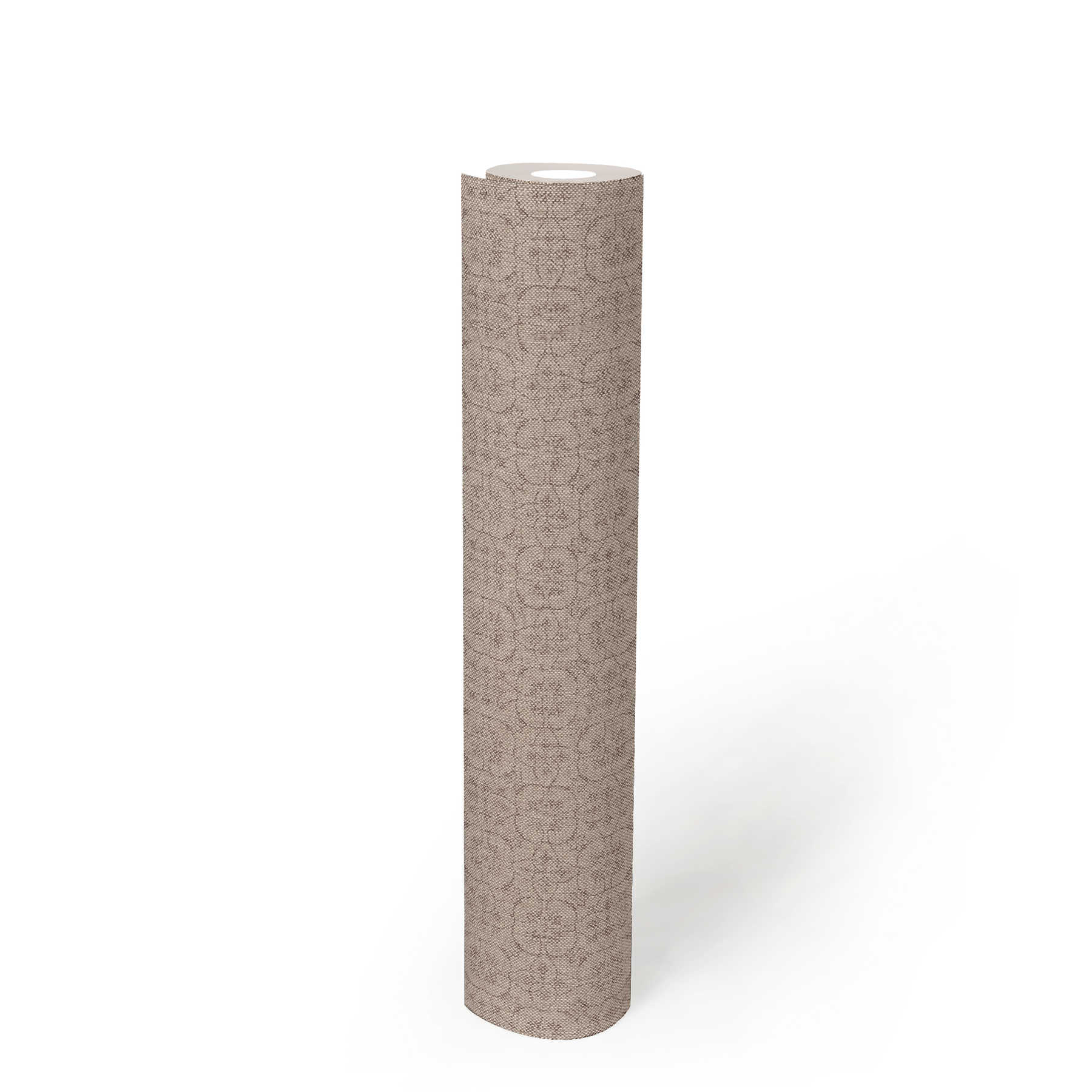             Linen look wallpaper with scandi style pattern - brown
        