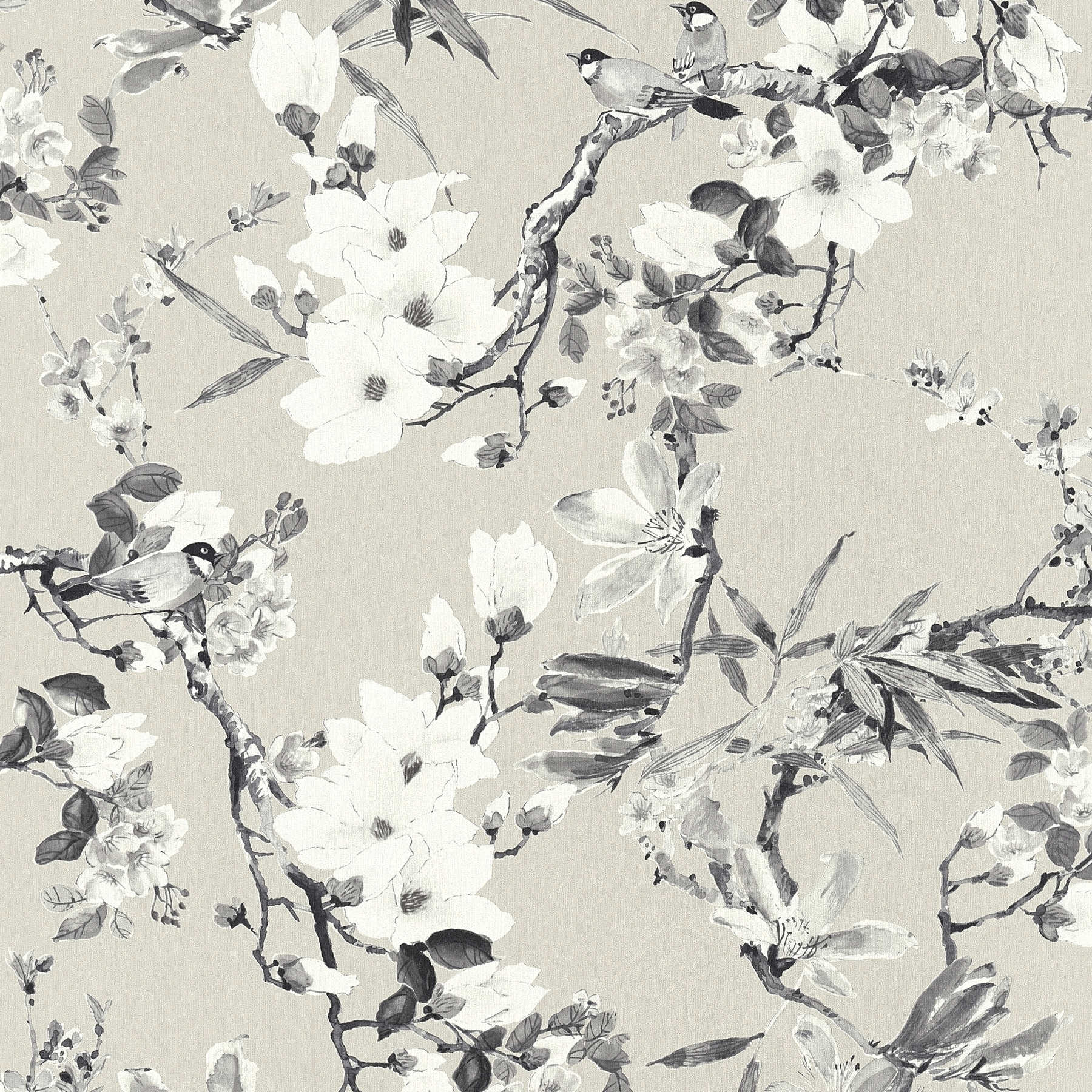 MICHALSKY papier peint à fleurs dans des tons neutres - beige, gris
