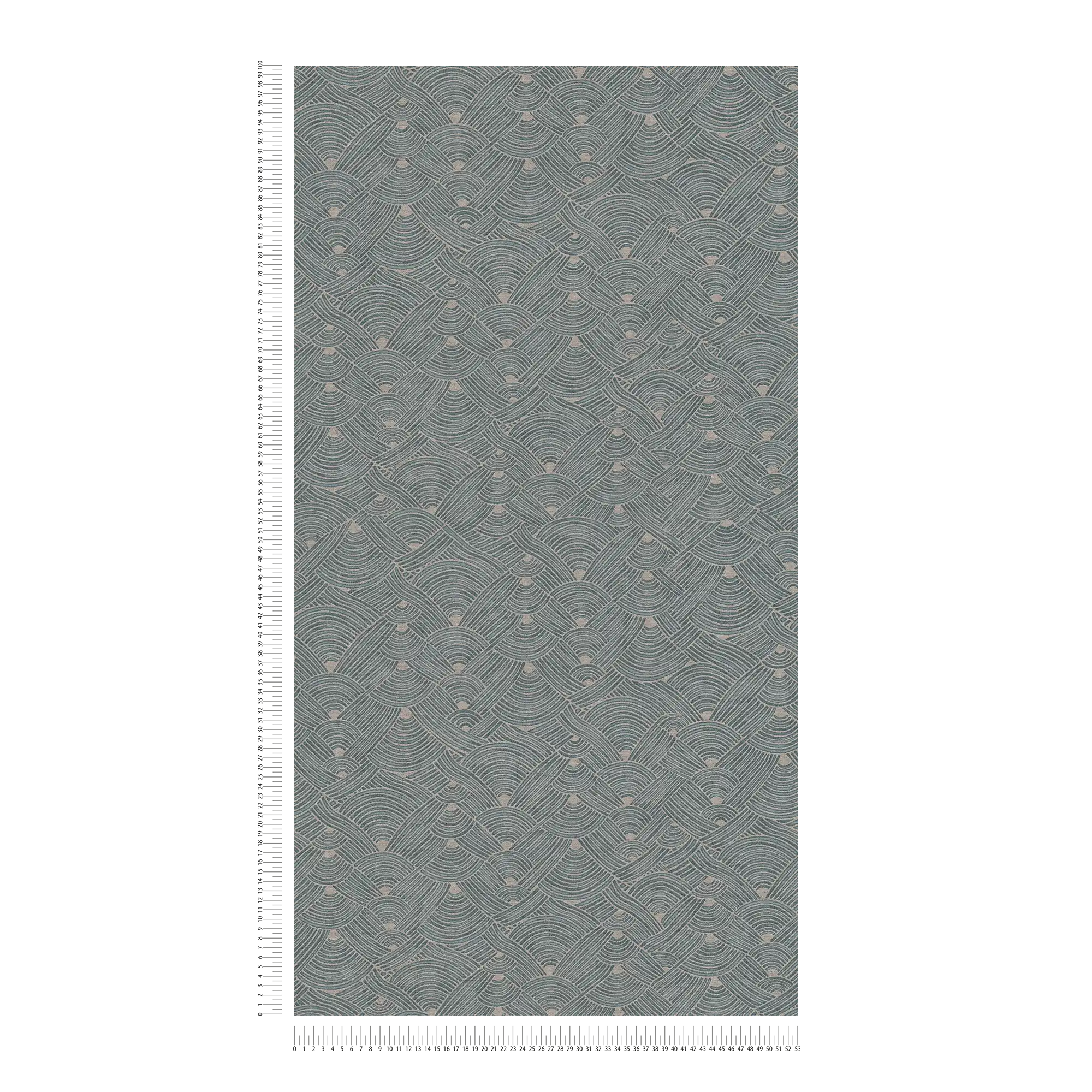             Vliesbehang ethno design met mand look - blauw, grijs, beige
        