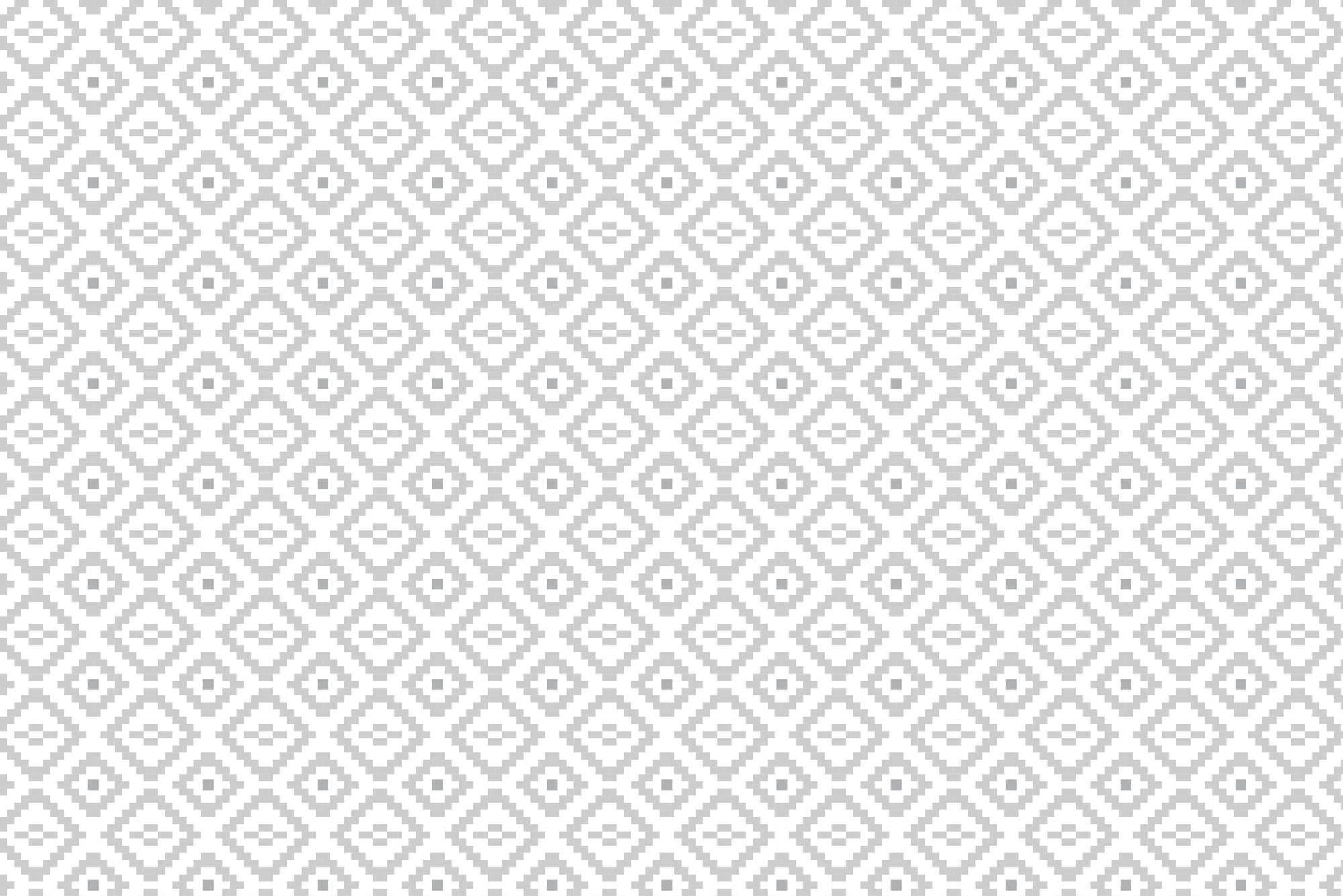             Papel pintado de diseño de pequeños cuadrados con motivos grises sobre vellón liso nacarado
        