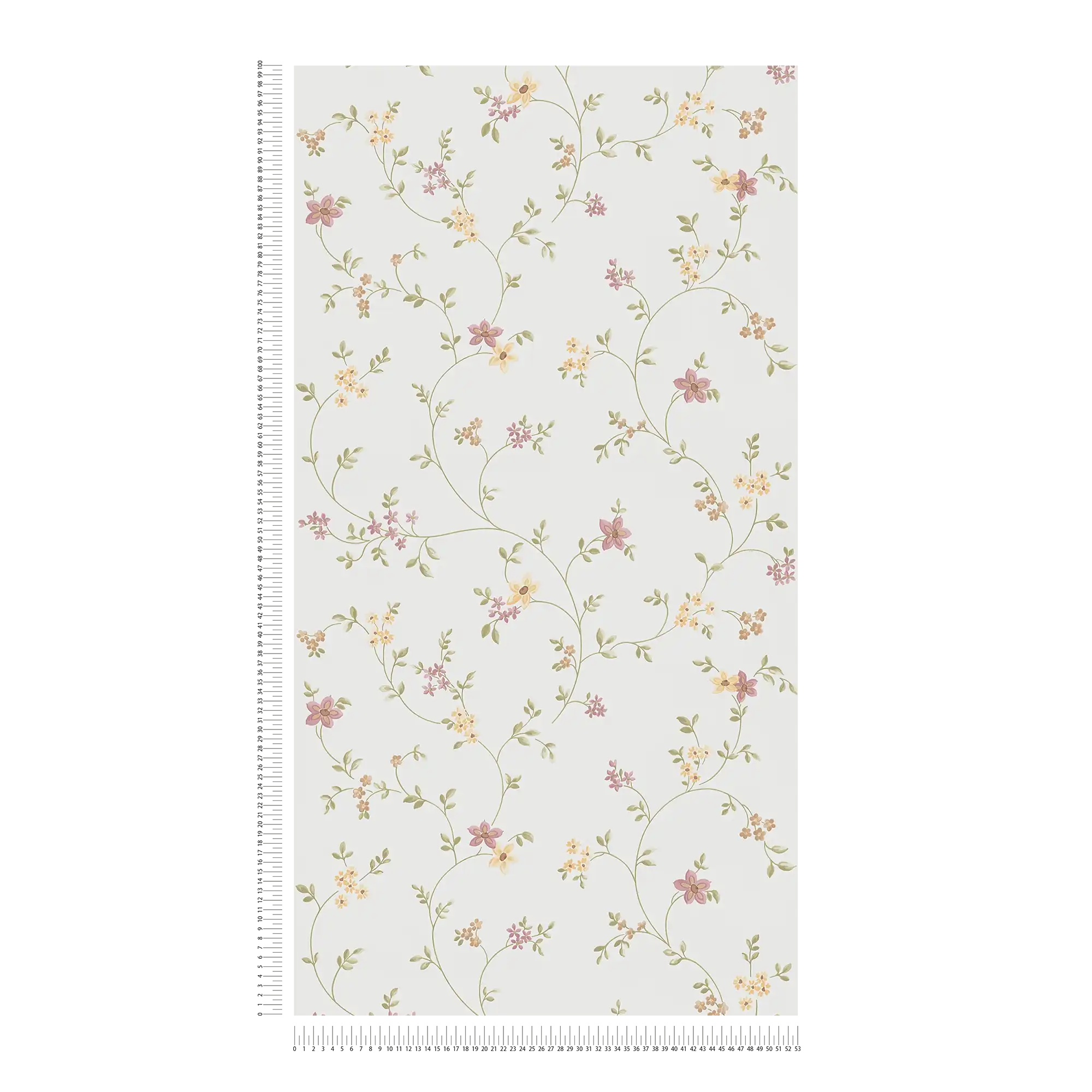            Self-adhesive wallpaper | floral pattern with subtle vines - cream, green, beige
        