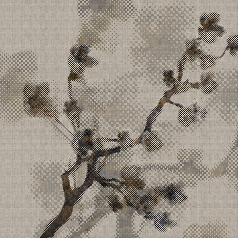 Twigs 1 - Papel pintado fotográfico moderno con motivo natural en estructura de lino natural - Topo | Perla liso no tejido
