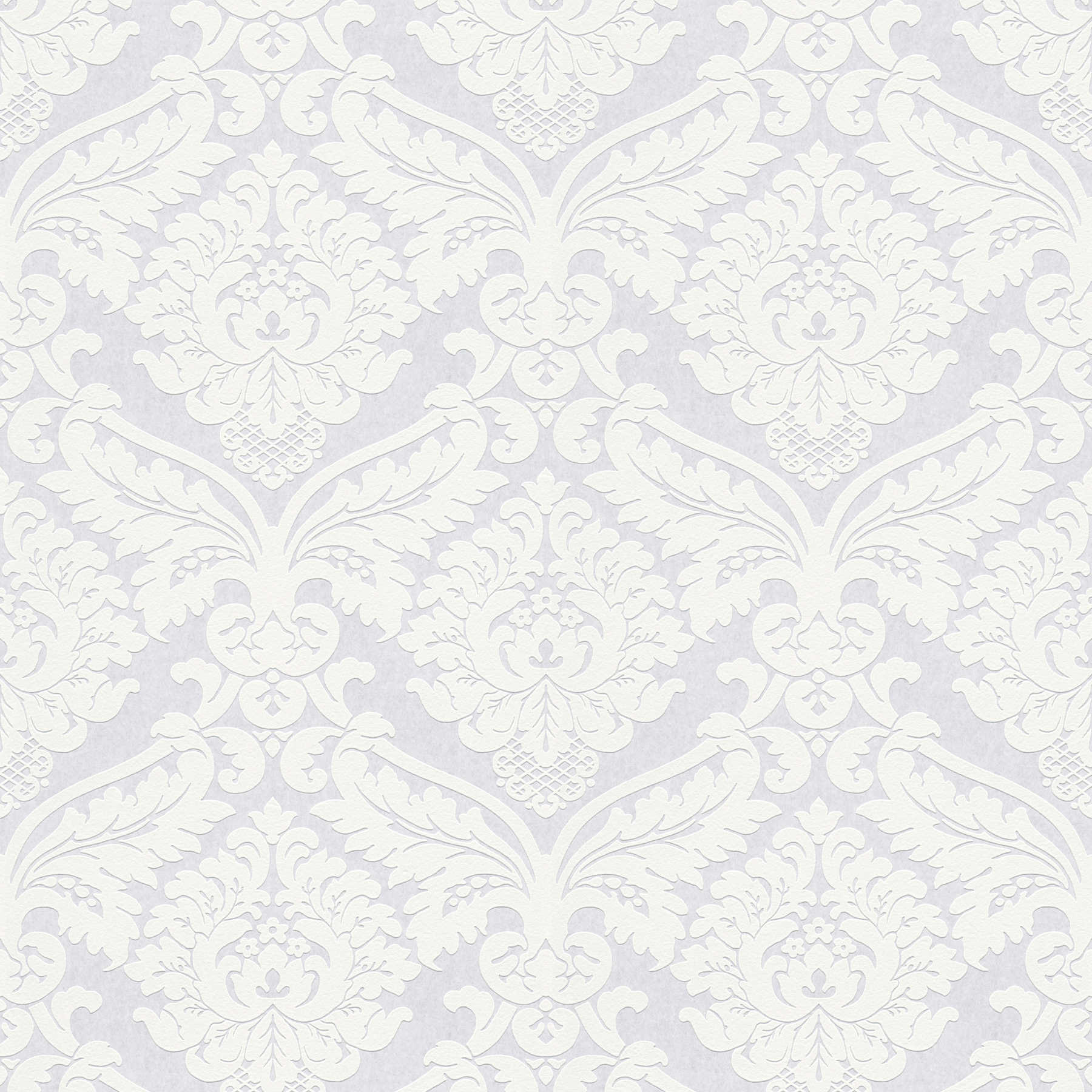 Ornament wallpaper baroque style and 3D effect - white
