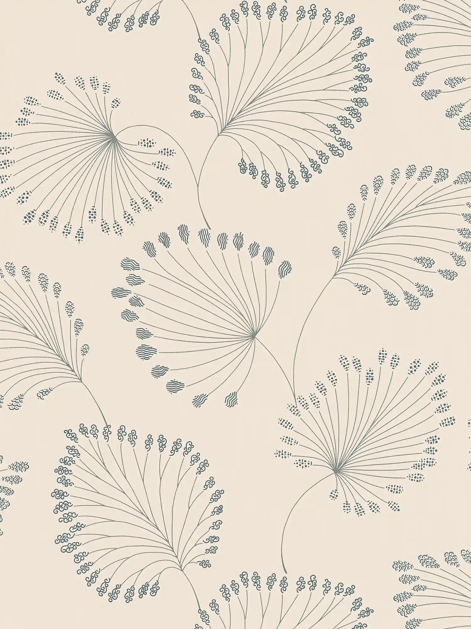 Papier peint motifs de feuilles abstraites avec accents métalliques - beige, gris
