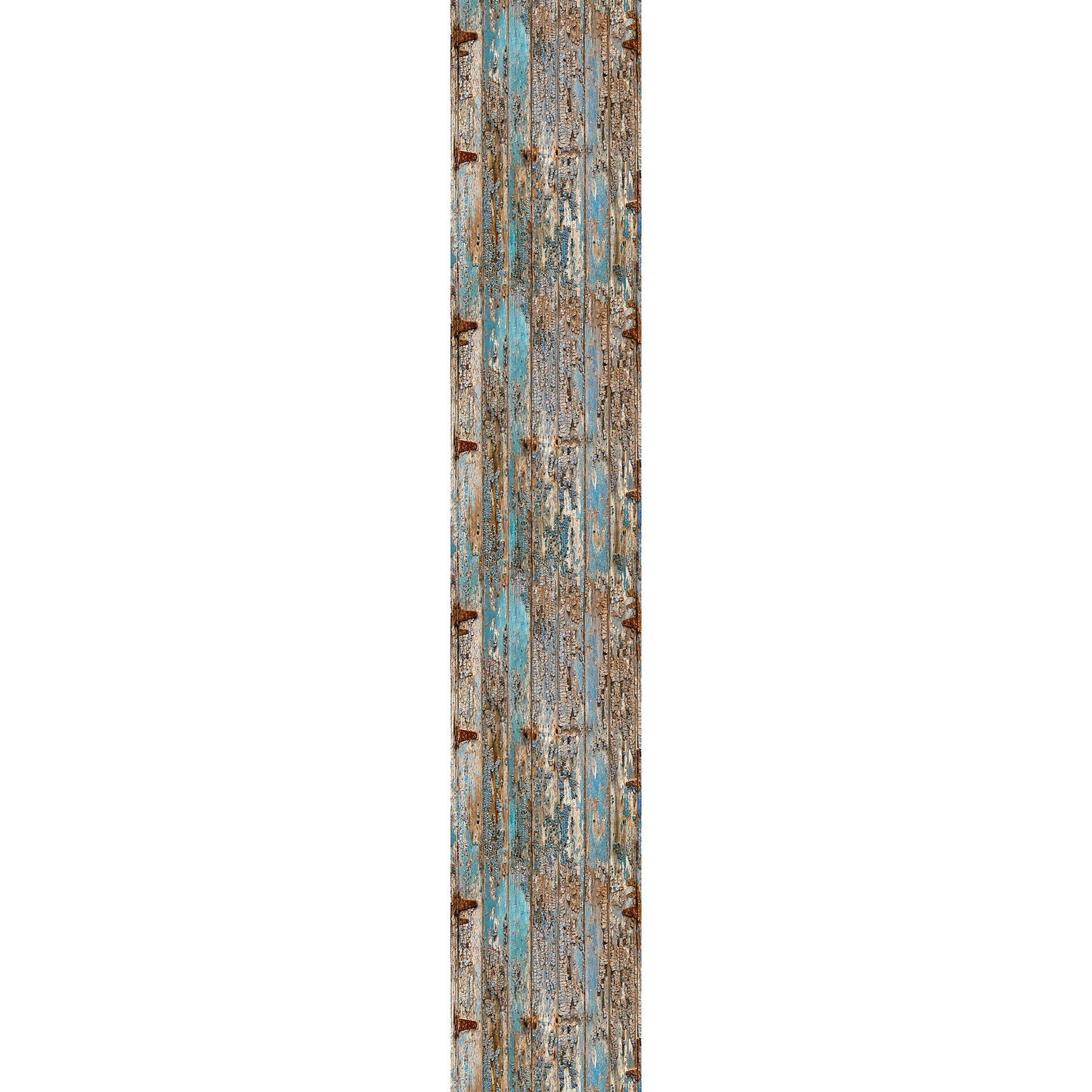        Motif wallpaper wooden boards in used look, Shabby Chic style - blue, beige, grey
    