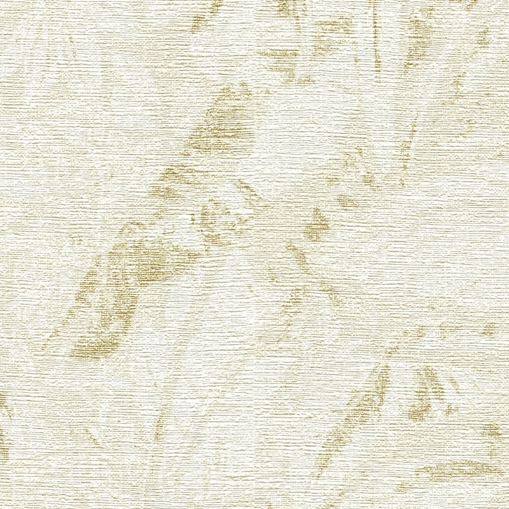             Jungle behang in zachte kleuren met bladmotief - beige, wit, goud
        