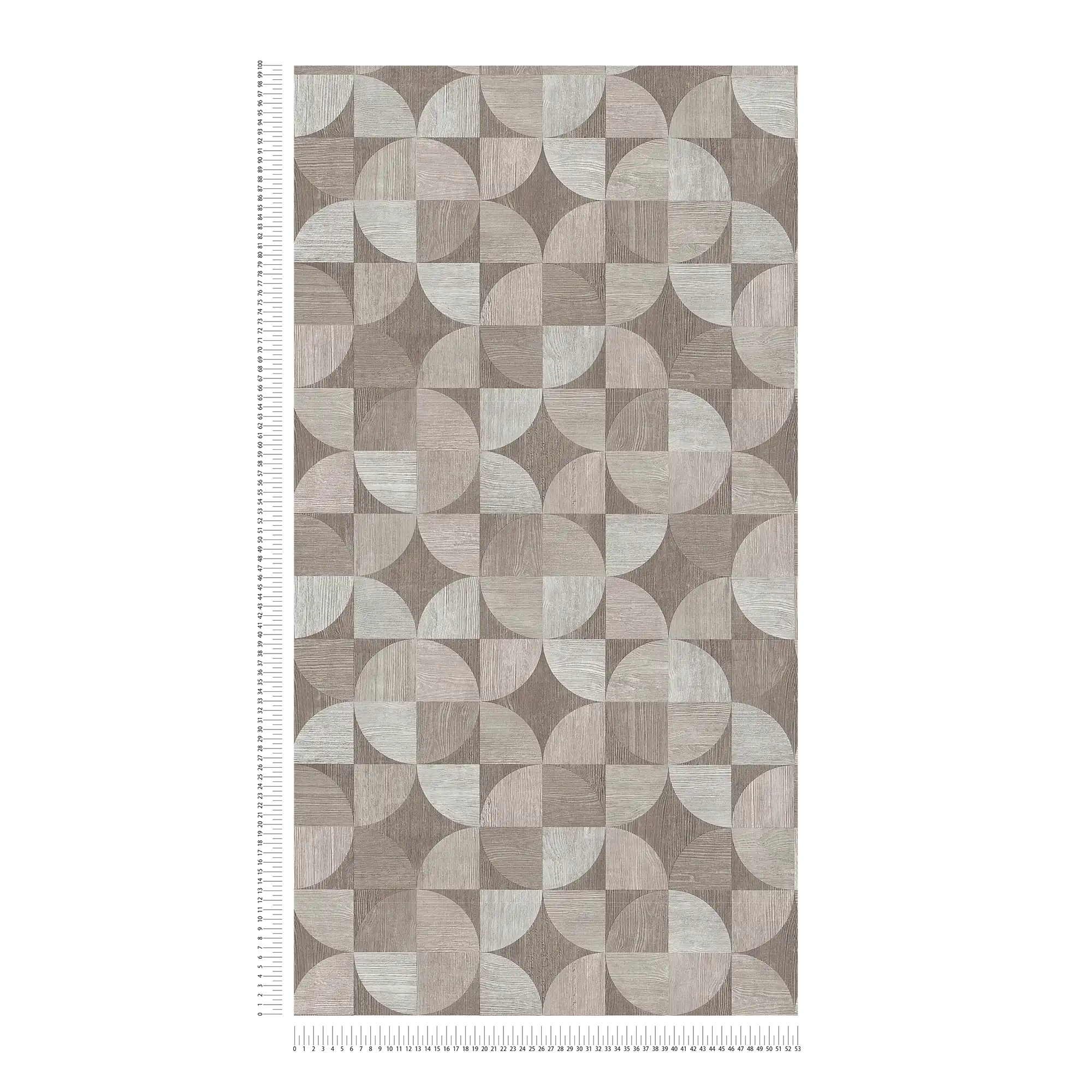             Behang met grafisch patroon in houtlook - grijs
        