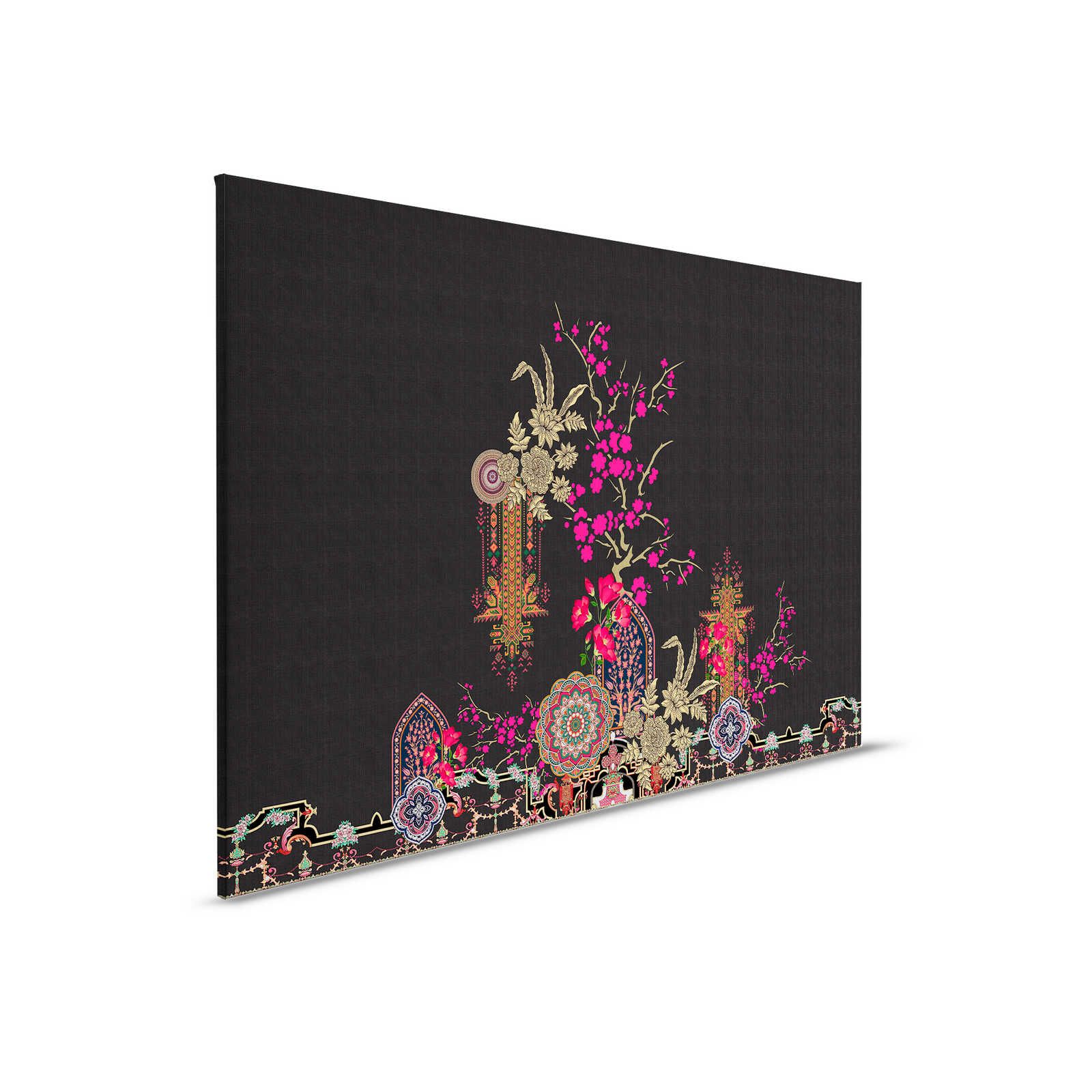 Oriental Garden 2 - Canvas schilderij Tropische patronen & bloemen - 0,90 m x 0,60 m
