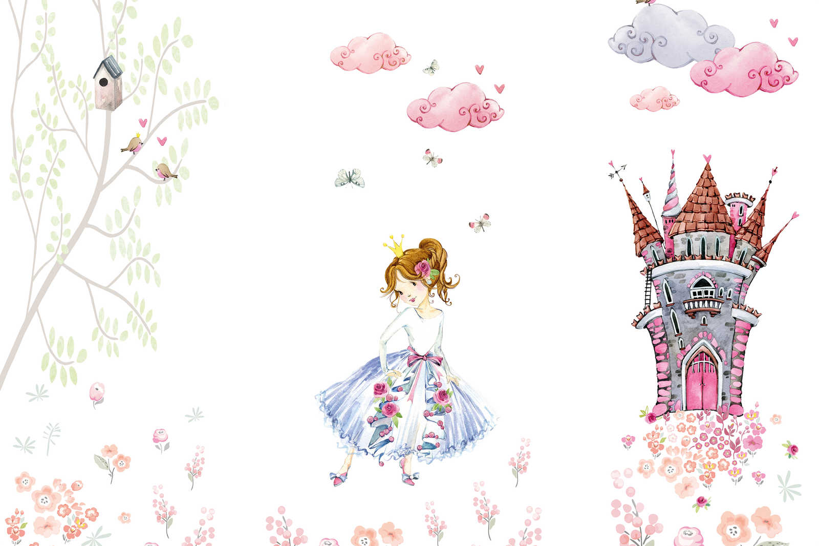            Cuadro en lienzo con princesa en castillo jardín habitación infantil - 0,90 m x 0,60 m
        