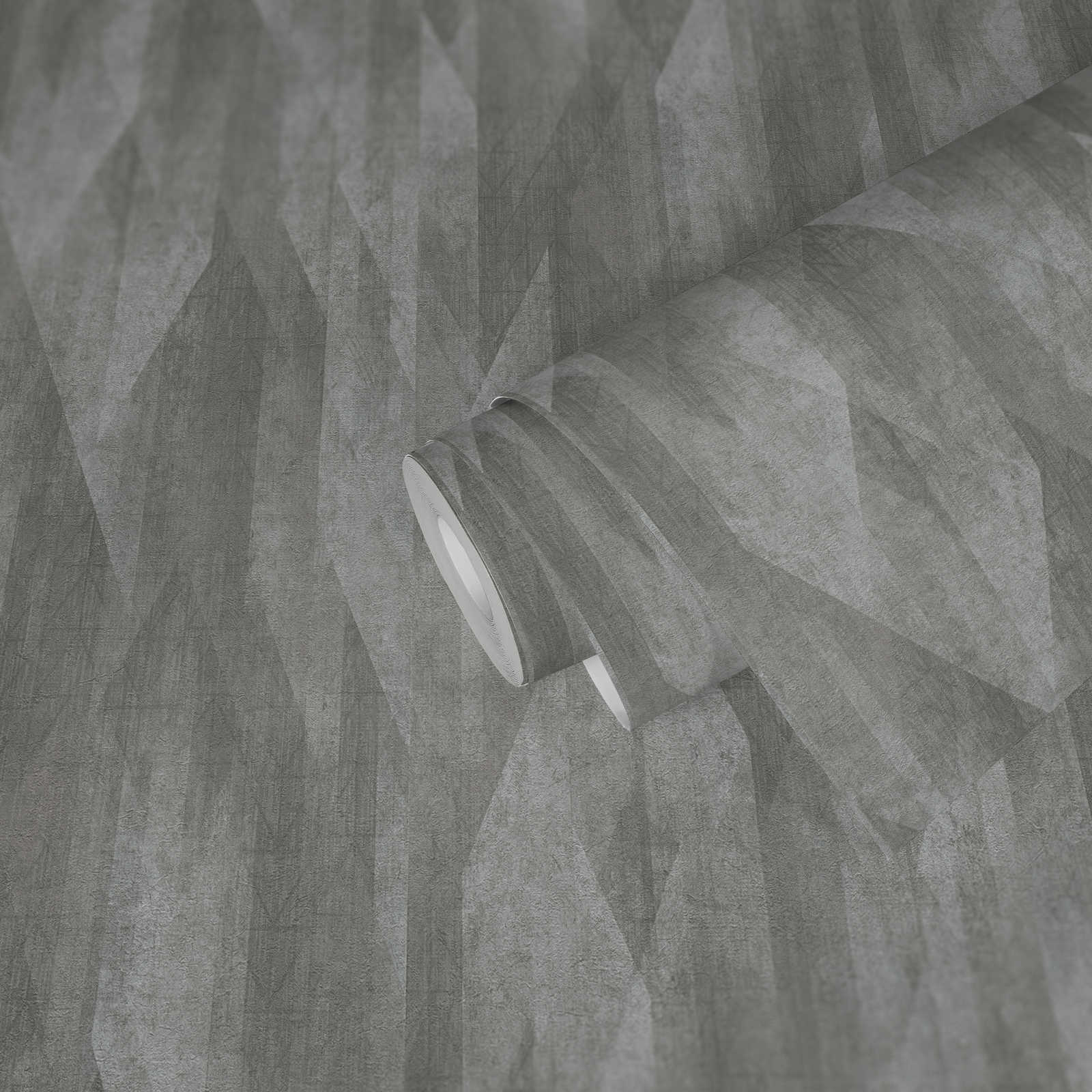            Non-woven wallpaper with graphic diamond design - grey
        