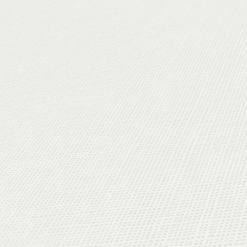             Plain non-woven wallpaper with linen texture - white
        
