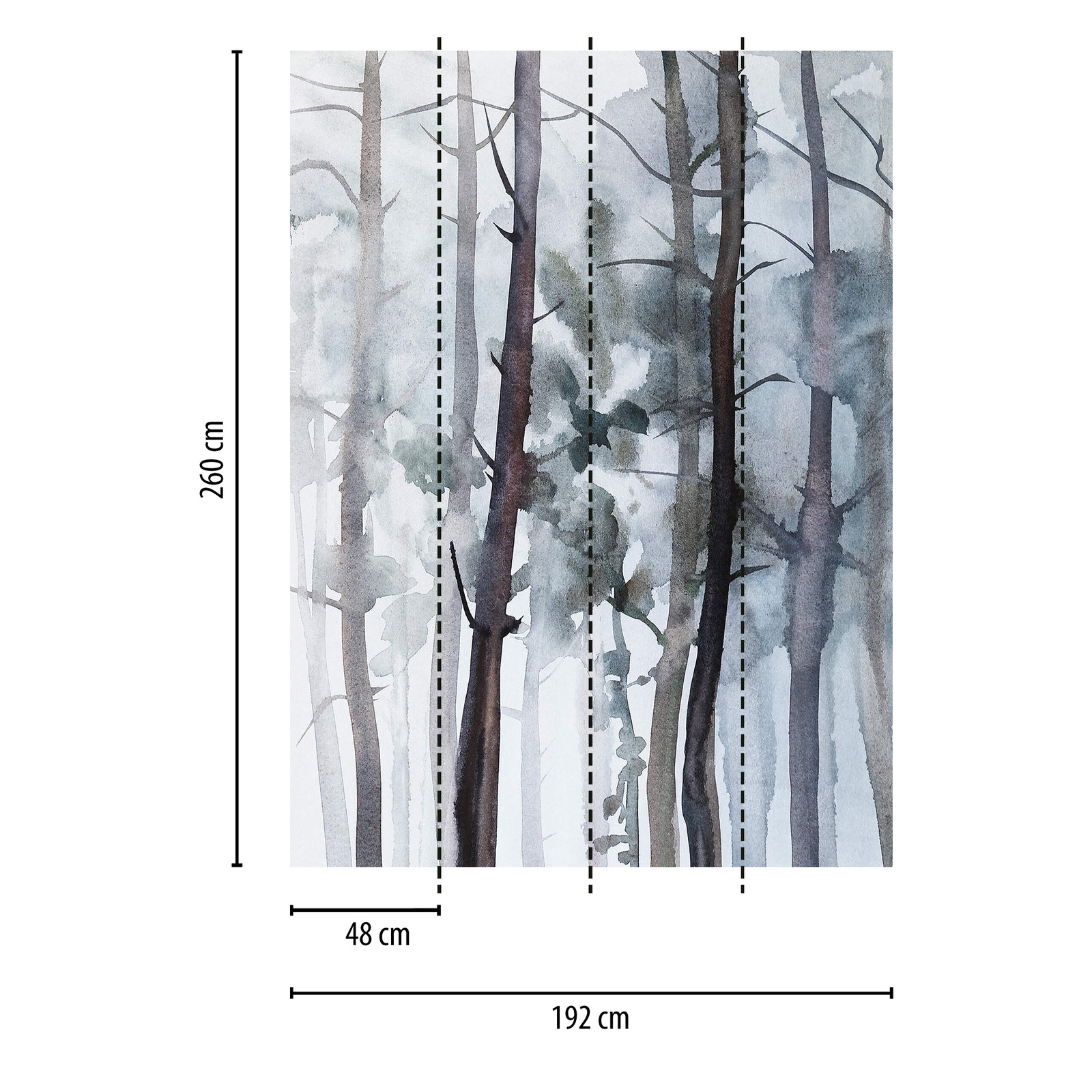             Papier peint panoramique étroit Forêt dans le brouillard
        