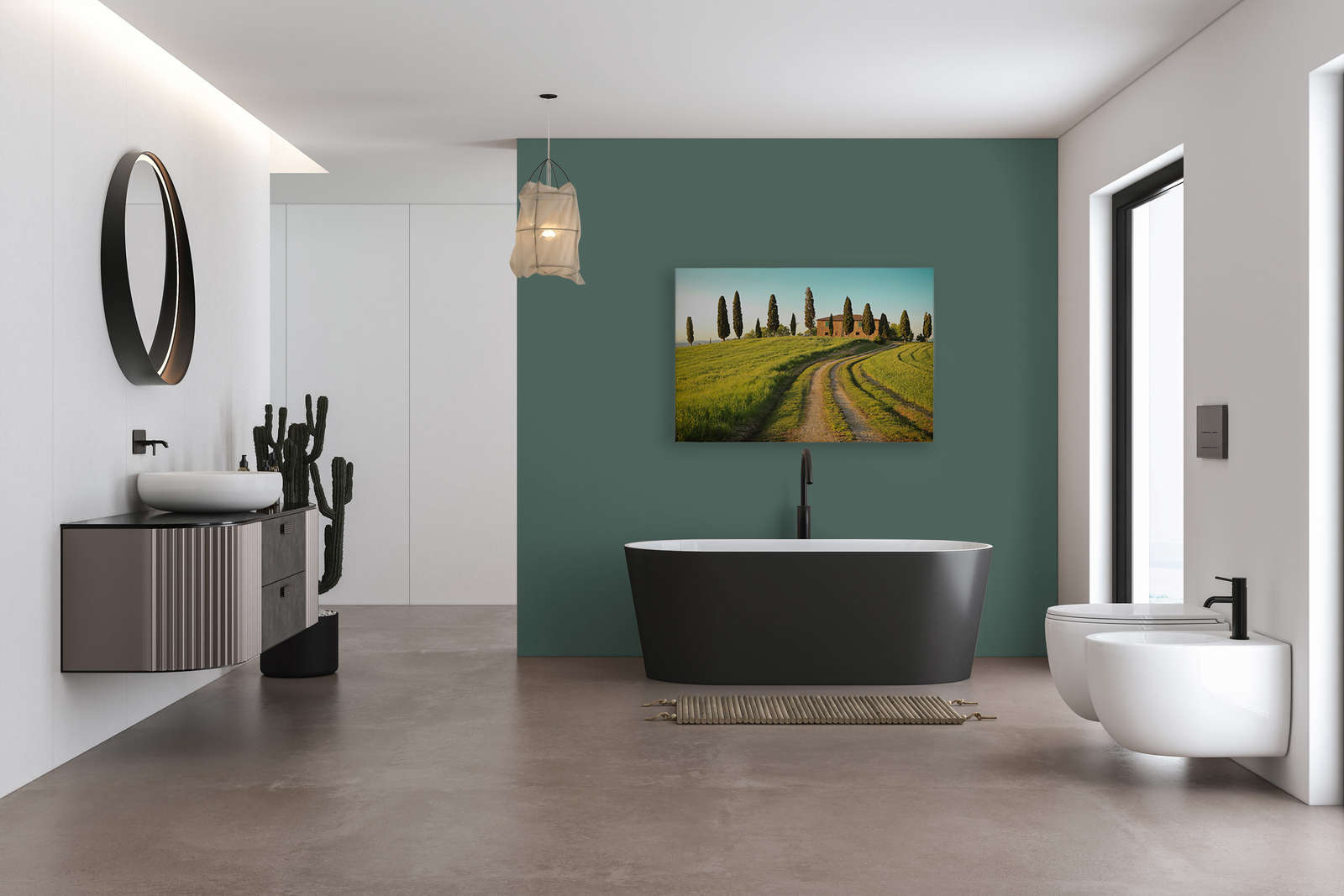             Tableau toile Villa avec cyprès en Toscane - 1,20 m x 0,80 m
        