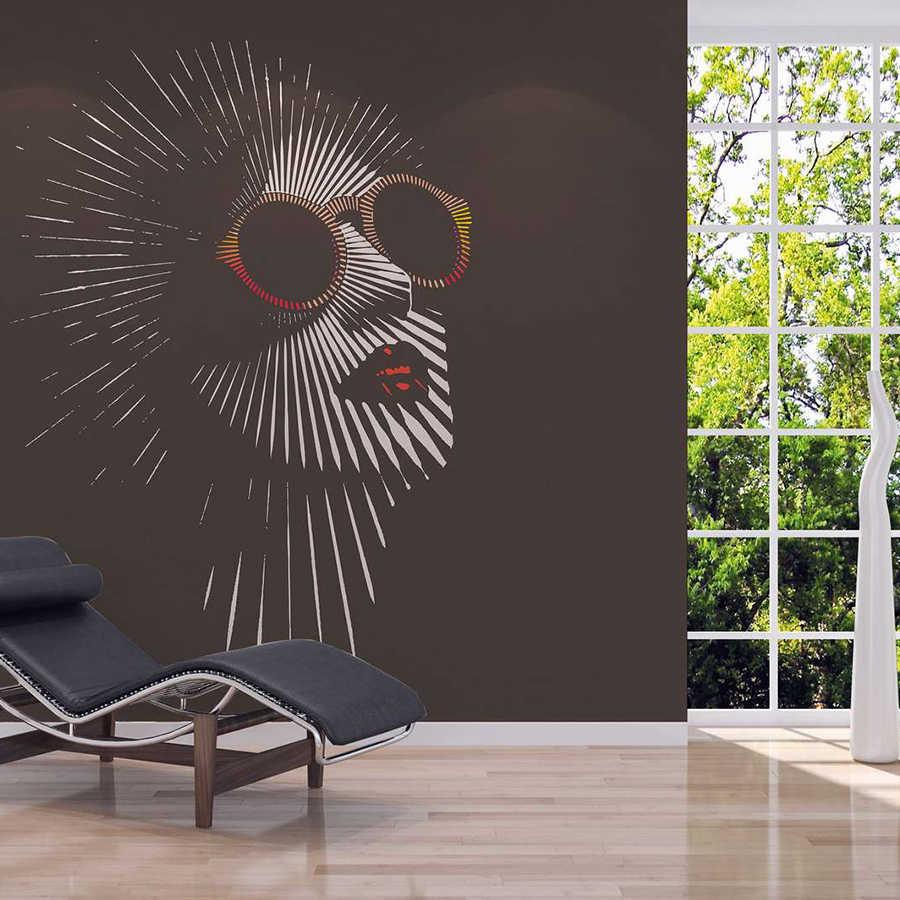 Stroke Pattern Wallpaper Woman with Sunglasses - Grey, Colourful
